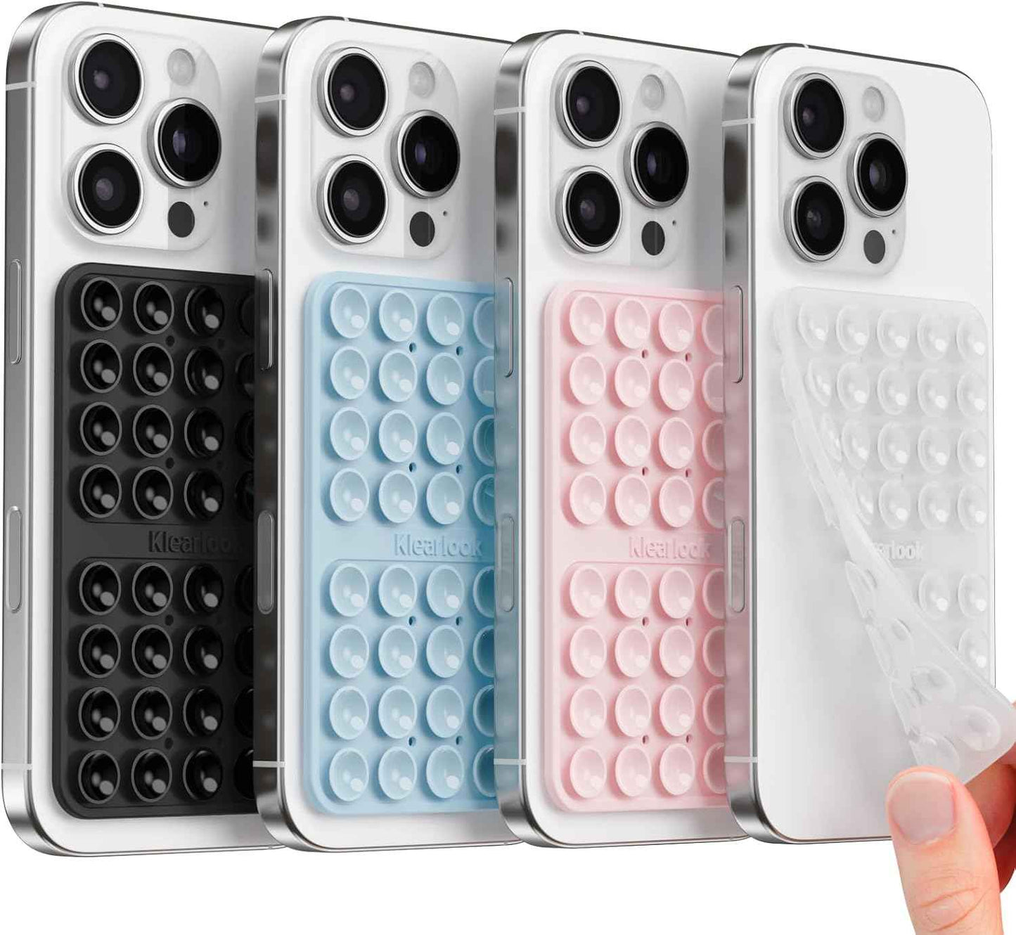 Klearlook Silicone Double-Sided Suction Cup Phone Case Detachable Mount, Sticky Phone Grip with Higher Suction Power for iPhone, Hands-Free Phone Accessories Holder for Selfies and Videos, Light Pink