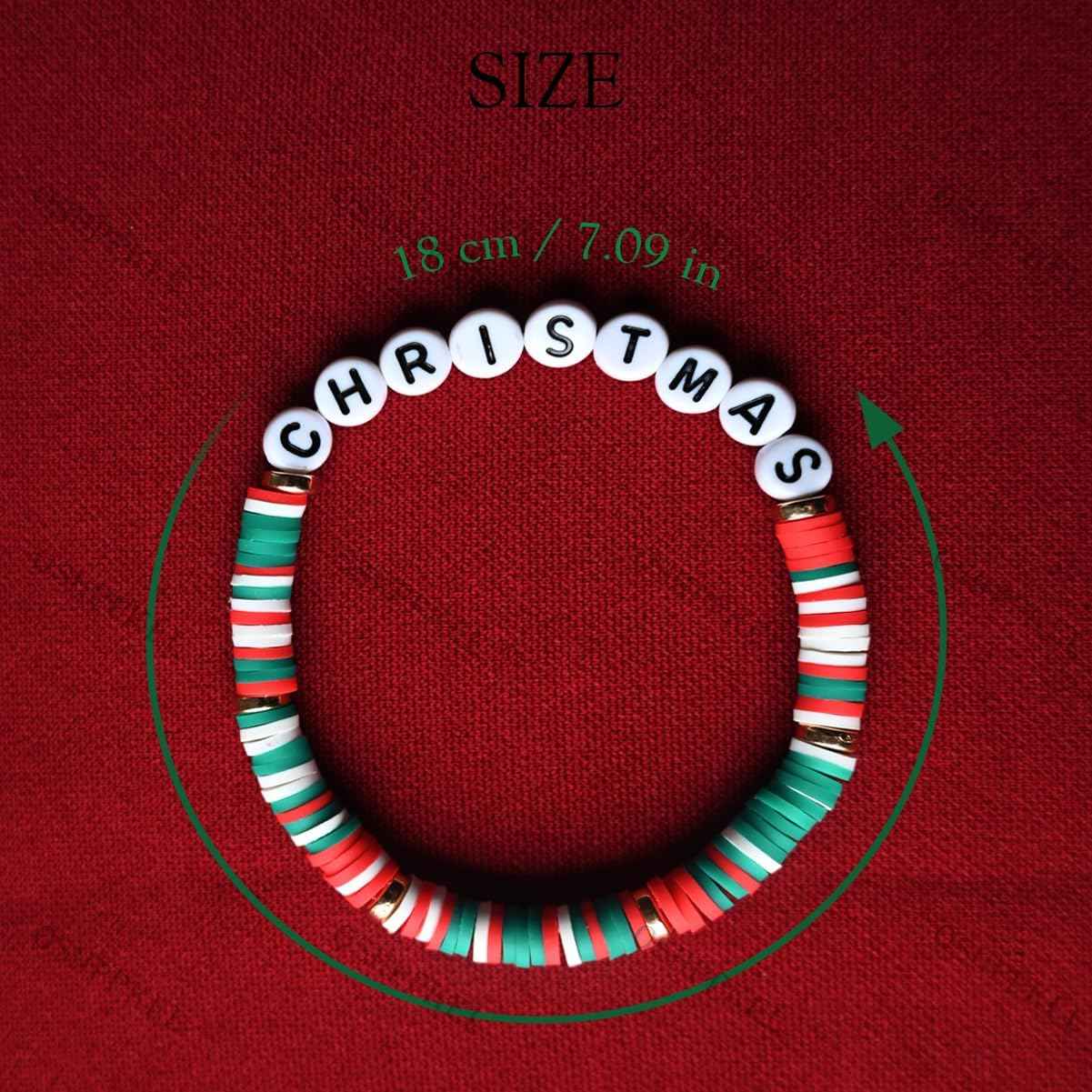 Christmas Gifts Girl Bracelets 6 Pack Polymer Clay Jewelry Merry Christmas Gifts for Women Teens Girl Gifts