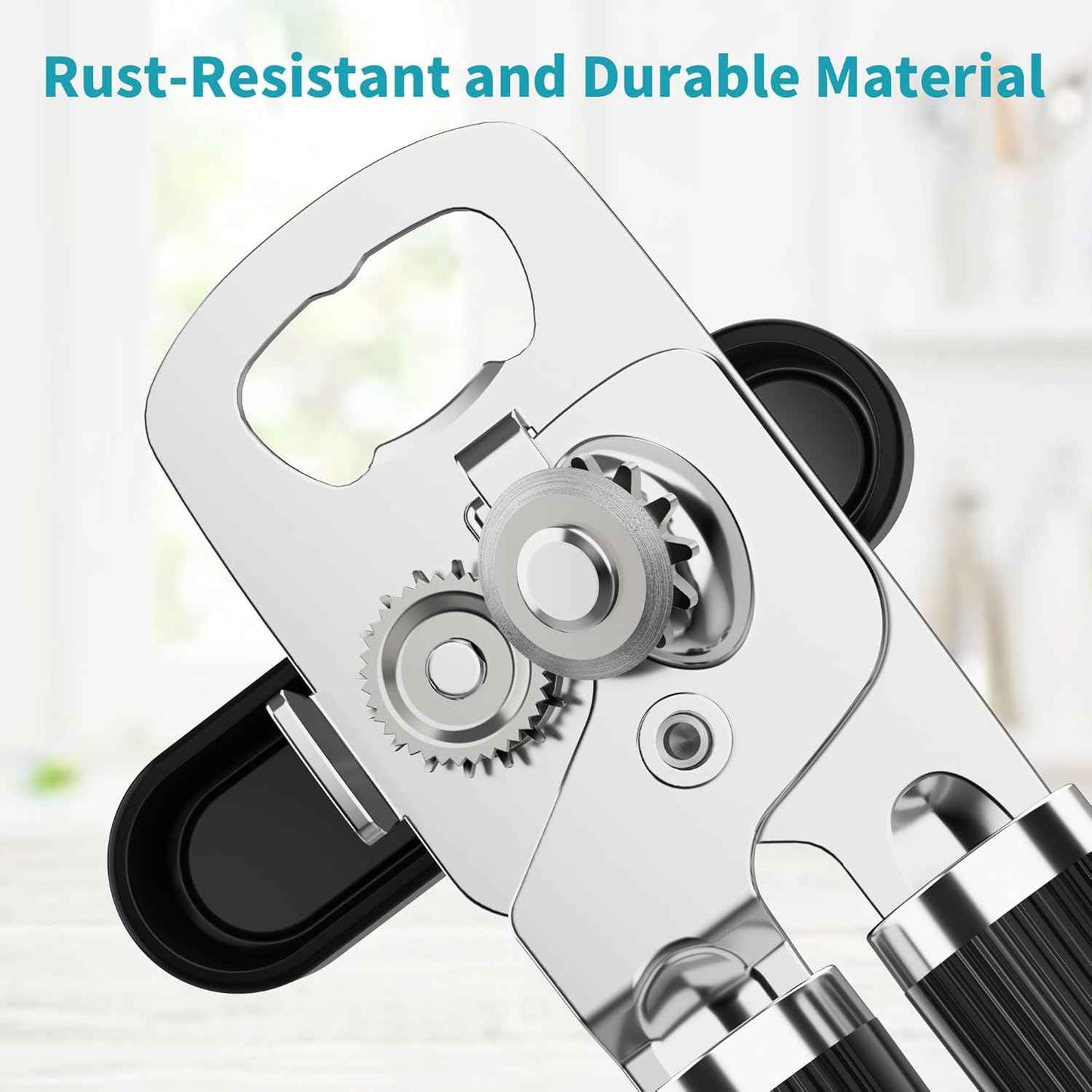 Heavy Duty Stainless Steel Manual Can Opener with Soft Touch Handle and Rust Proof Design