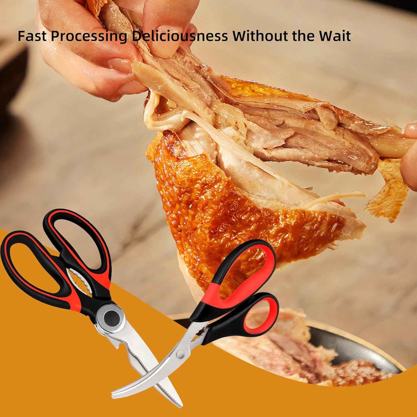 Kitchen Shears Set of 2, Heavy Duty Kitchen Scissors Seafood Scissors, Stainless Steel Sharp Food Cooking Scissors for Meat, Bones, Fish, Poultry, Vegetables, Chicken, Dishwasher Safe