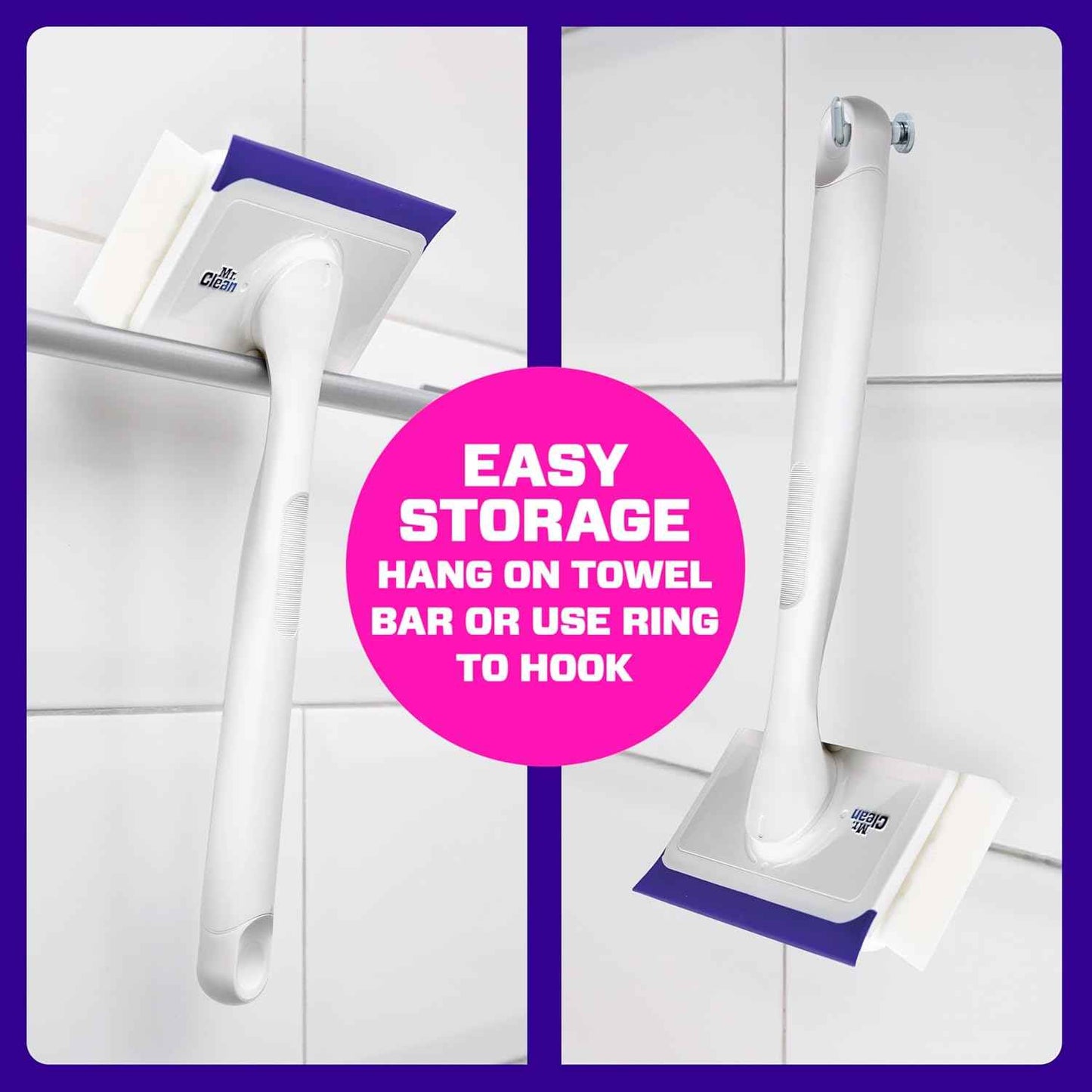 Mr. Clean Magic Eraser Shower & Tub Scrubber, Bathroom Cleaner, All in One Bathroom Cleaner, Lemon Starter Kit, 1 Scrubber & 2 Foaming Magic Erasers