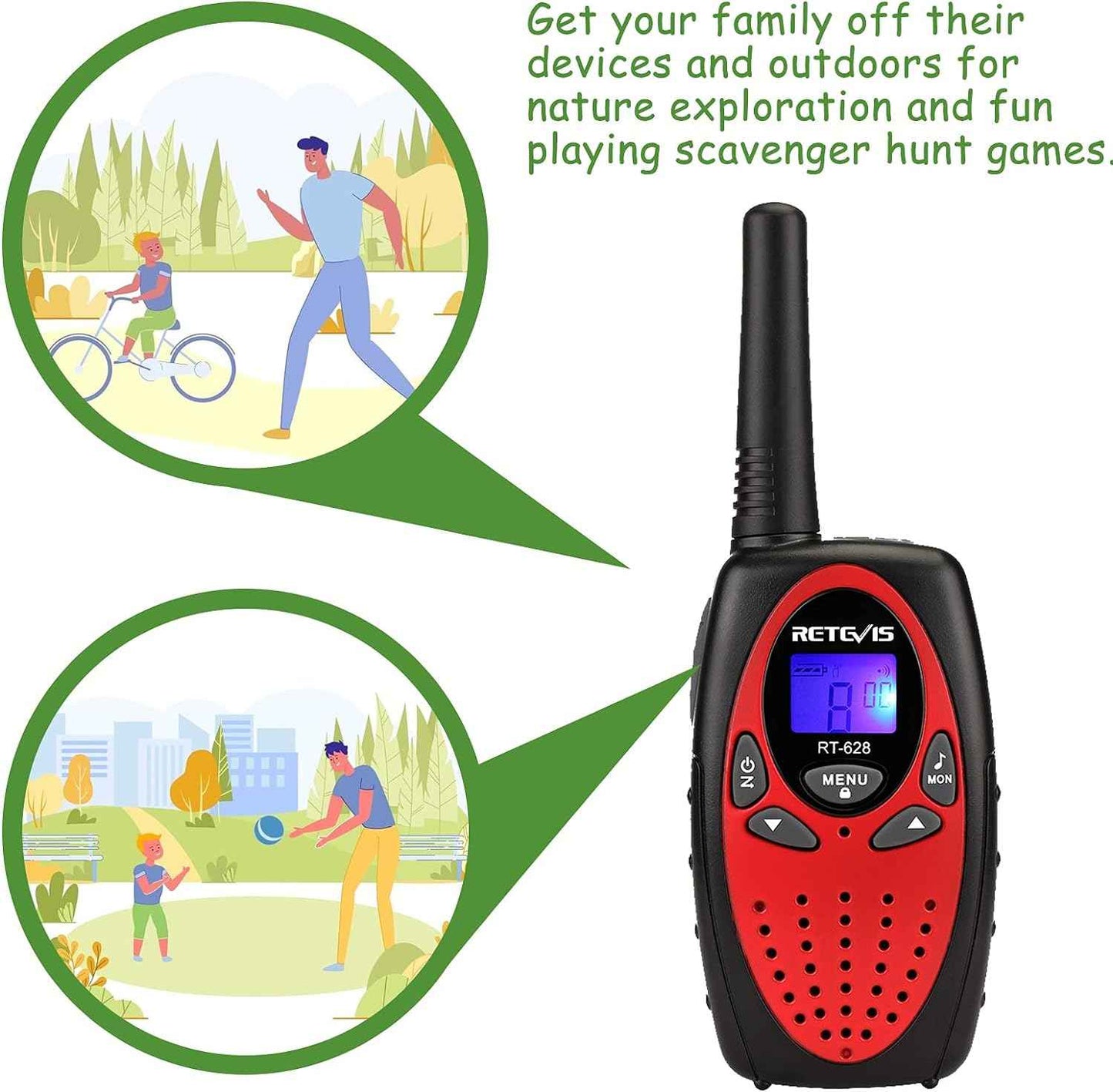 Retevis RT628 Walkie Talkies for Kids,Toys Gifts for 6-12 Years Old Boys Girls,Long Range 2 Way Radio 22CH VOX,Birthday Gift,Family Walkie Talkie for Camping Hiking Indoor Outdoor