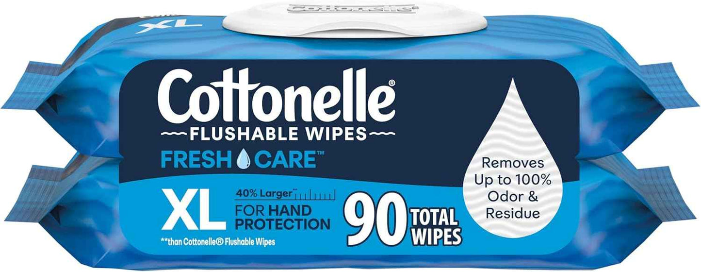 Cottonelle Fresh Feel Flushable Wet Wipes, Adult Wet Wipes, 8 Flip-Top Packs, 42 Wipes Per Pack (336 Total Wipes), Packaging May Vary