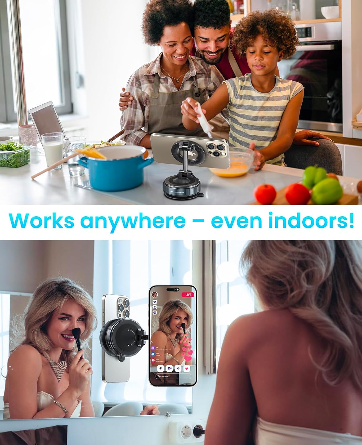 Magnetic Suction Cup Phone Mount for Magsafe, 360° Adjustable Magnetic Car Phone Holder, Pocket Size Foldable Car Mount, Cell Phone Holders for Your Car for iPhone 17 16 15 14 13 12 Series