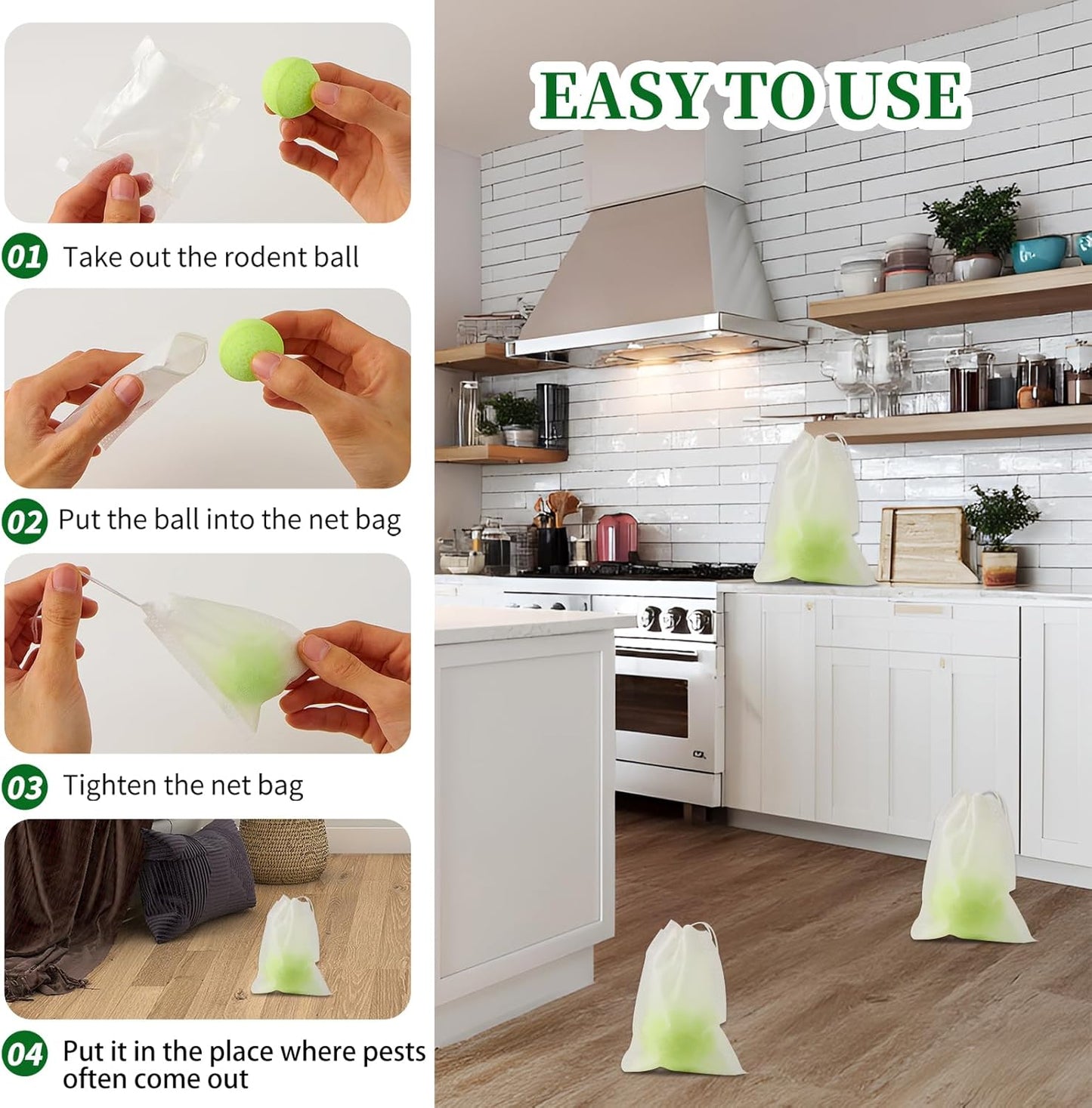 Pest Rodent Repellent, 48 Pack Peppermint Oil Repellent for Mouse, Roach, Rodent, Mice, Rats, Spider, Ant, Pest Control Indoor & Outdoor Use, Natural Mouse Deterrent Replace Traps Family & Pet Safe