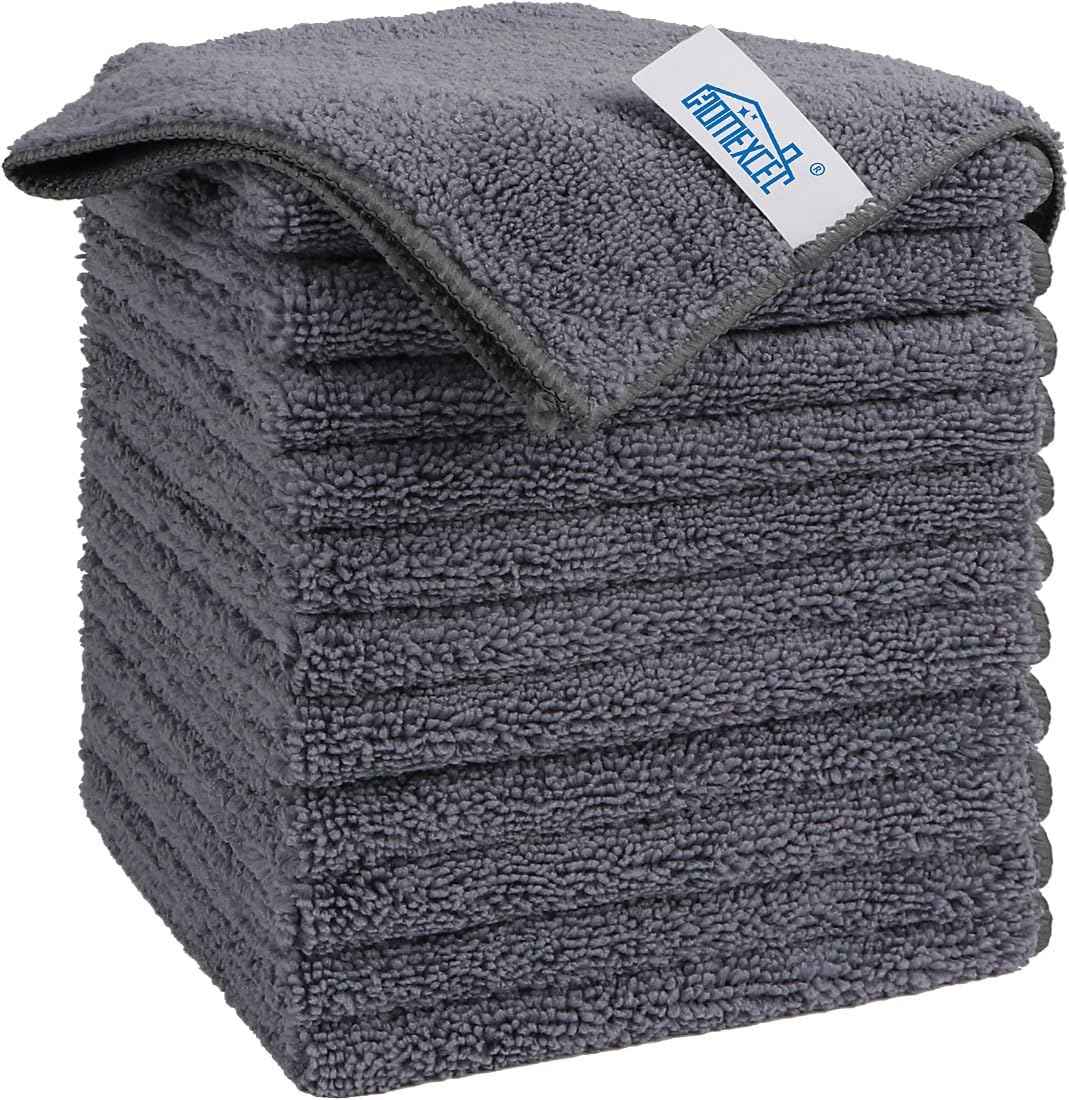 HOMEXCEL Microfiber Cleaning Cloth, Kitchen Towels 12 Pack, Lint Free, Scratch-Free, Highly Absorbent, Reusable Dish Towels for Kitchen and Household