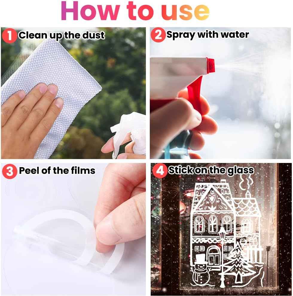 DIYDEC 15.7 * 27.5'' Large Christmas Window Stickers 4 Sheets White House Xmas Window Clings for Glass Decoration Snowman Snowflake Double-Sided Window Decals for Christmas Holiday Party Ornament