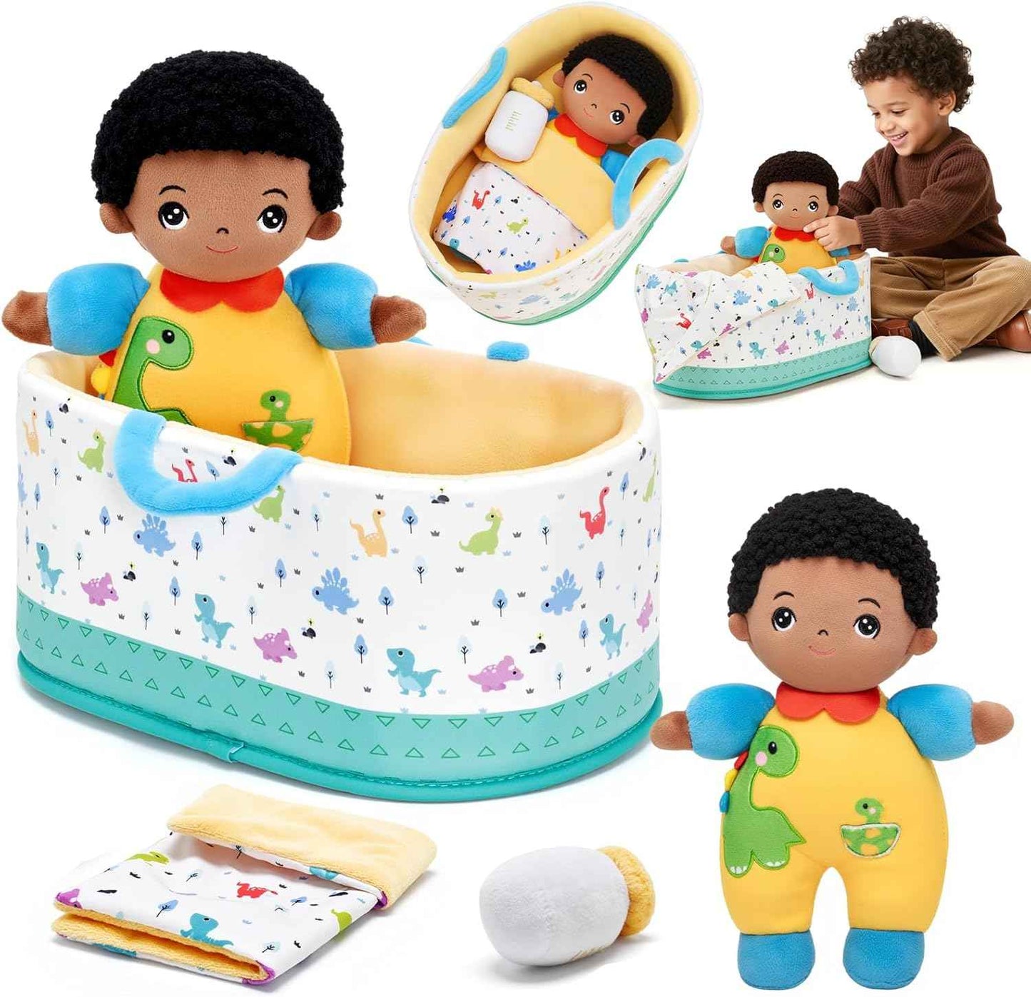 OUOZZZ Soft Baby Doll for 1+ Year Old Girl Gifts - Toys for 1+ Year Old Girl Birthday Christmas Plush Gifts for Toddler Adorable First Doll Tulip Pink 10"