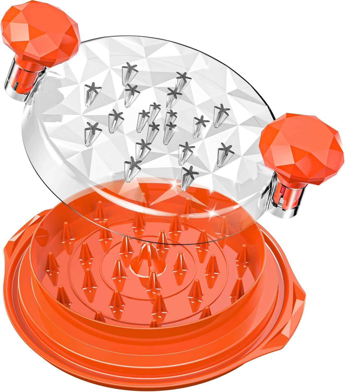 Chicken Shredder with Brush Chicken Shredder Tool Twist Stable Anti-Slip BPA Free Meat Shredder Tool Twist Ergonomic Handle Meat Grinder Dishwasher-safe Transparent Lid Black