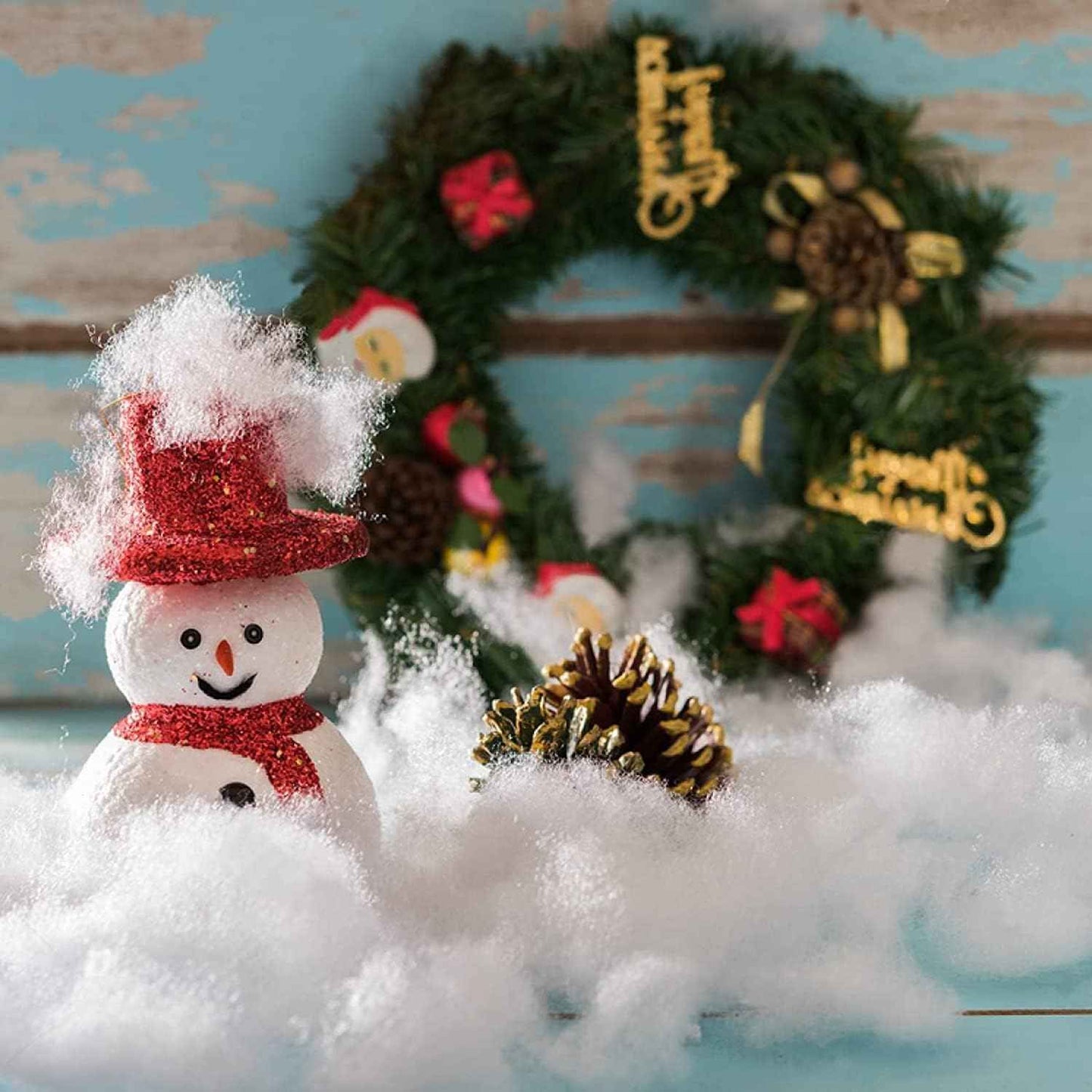Christmas Fake Snow Decor, Fiber Artificial Snow Cotton Snow Fluffy Indoor Decoration, Flame Resistant Snow Blankets for Winter Mantle Village, Nativity, Christmas Decoration