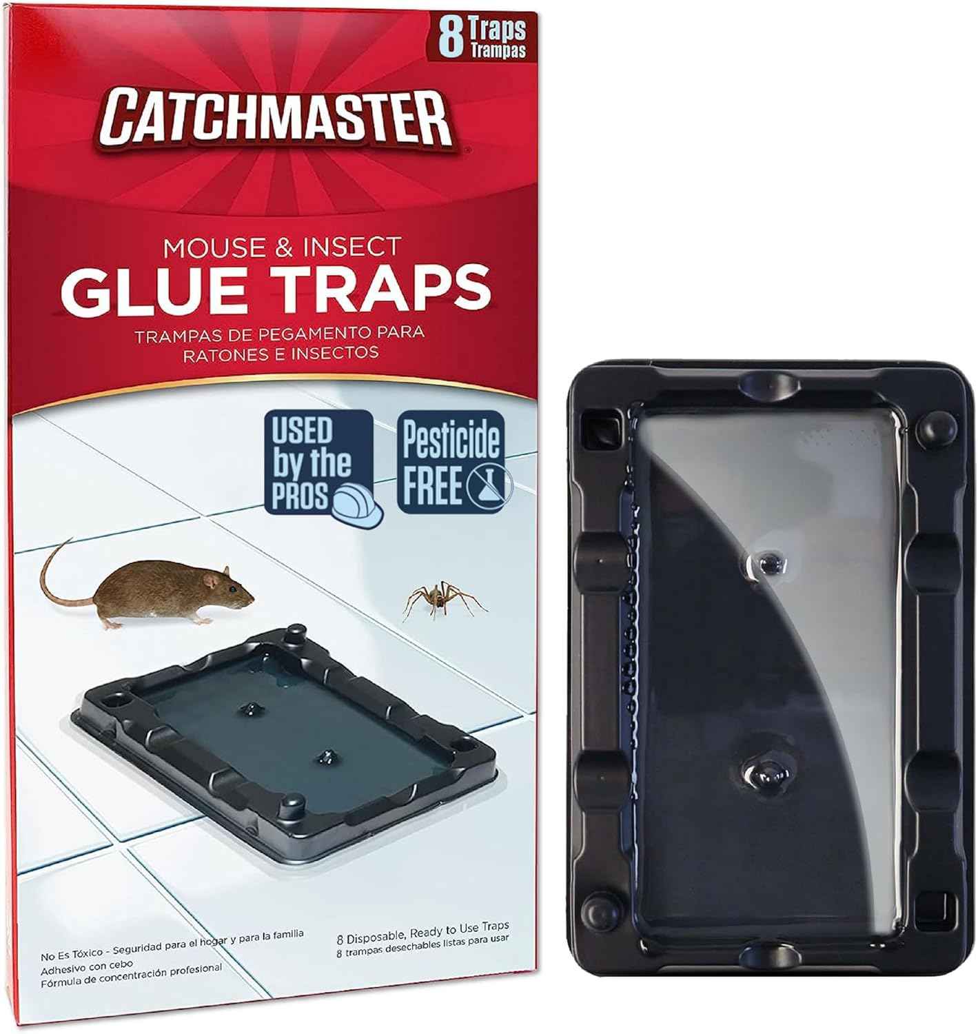 Catchmaster Mouse & Insect Glue Traps 16-Pk, Adhesive Rodent & Bug Catcher, Mouse Traps Indoor for Home, Sticky Glue Boards for Mice and Insects, Pest Control for House & Garage