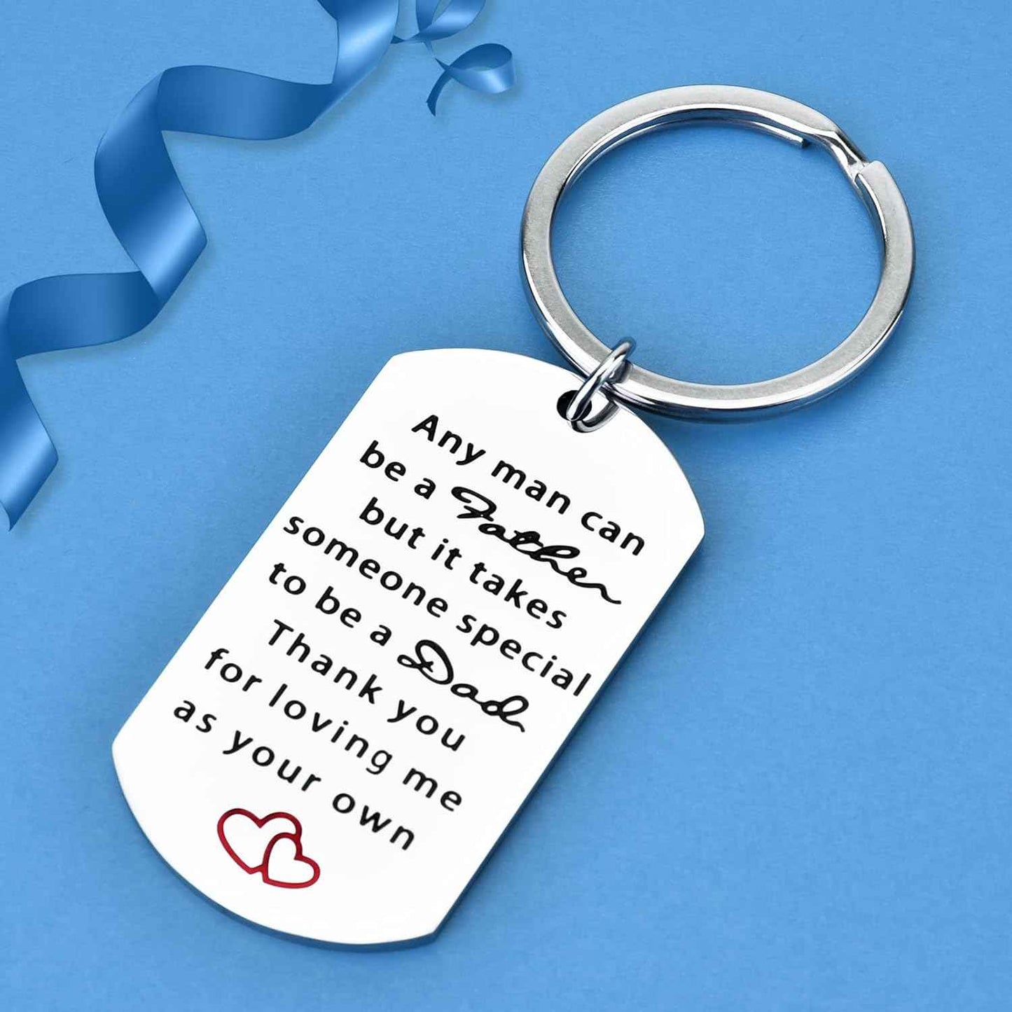 Keychain Christmas Gifts for dad: Personalized Gift Idea for stepfather from Daughter Son on Birthday Fathers Day - Stainless Steel Outdoor men's Lightweight car house key organizer