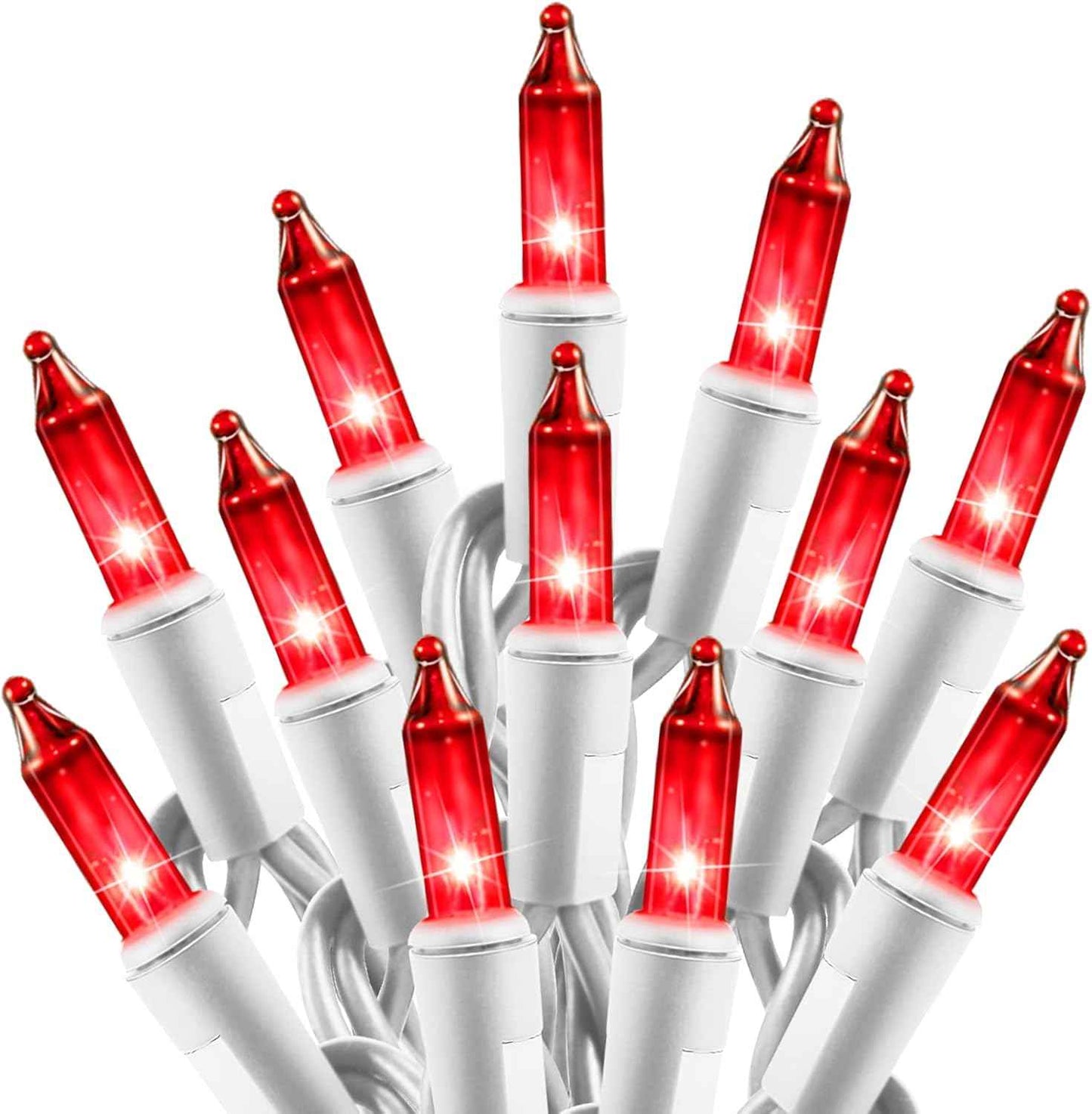 Minetom Clear Christmas Lights Set 100 Count 25 Feet Incandescent Bulb Mini String Lights for Indoor Christmas Tree Garland Birthday Wedding Party Festival Decoration, White Wire