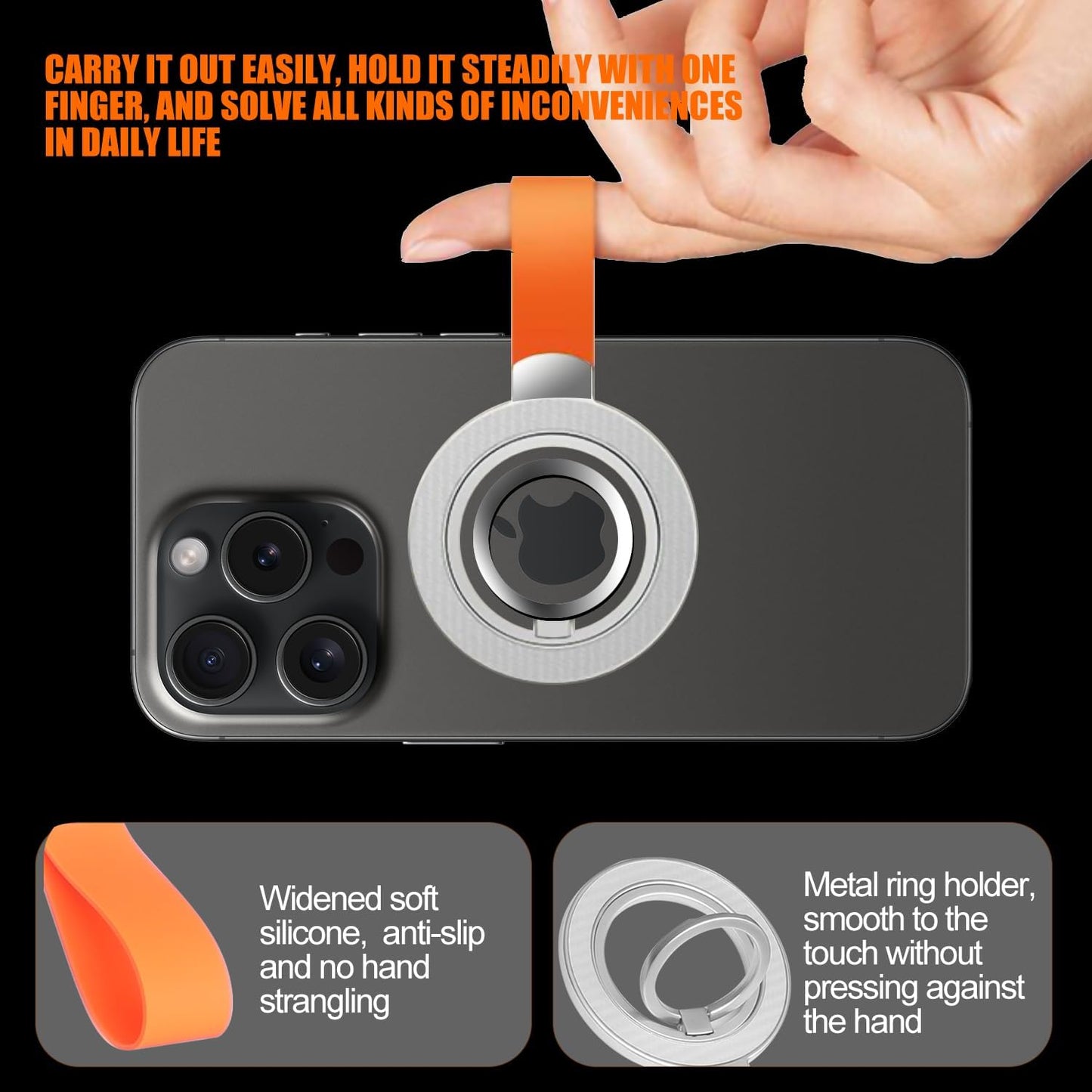 Magnetic Phone Grip Holder, Rotatable Magnetic Phone Ring Stand Holder, Magnet Cell Phone Grip Stand for iPhone 16 Pro/16/15/14/13/12