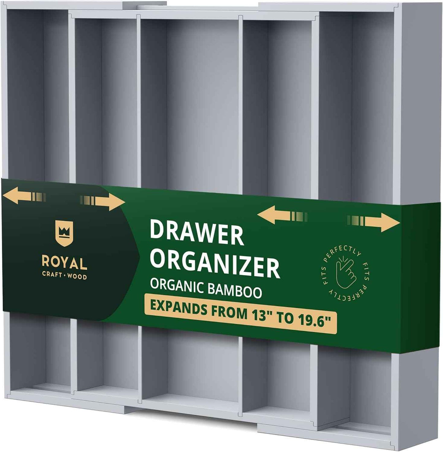 ROYAL CRAFT WOOD Luxury Bamboo Kitchen Drawer Organizer - Silverware Organizer, Utensil Holder & Cutlery Tray Drawer Dividers for Flatware (9 Slot, Natural)