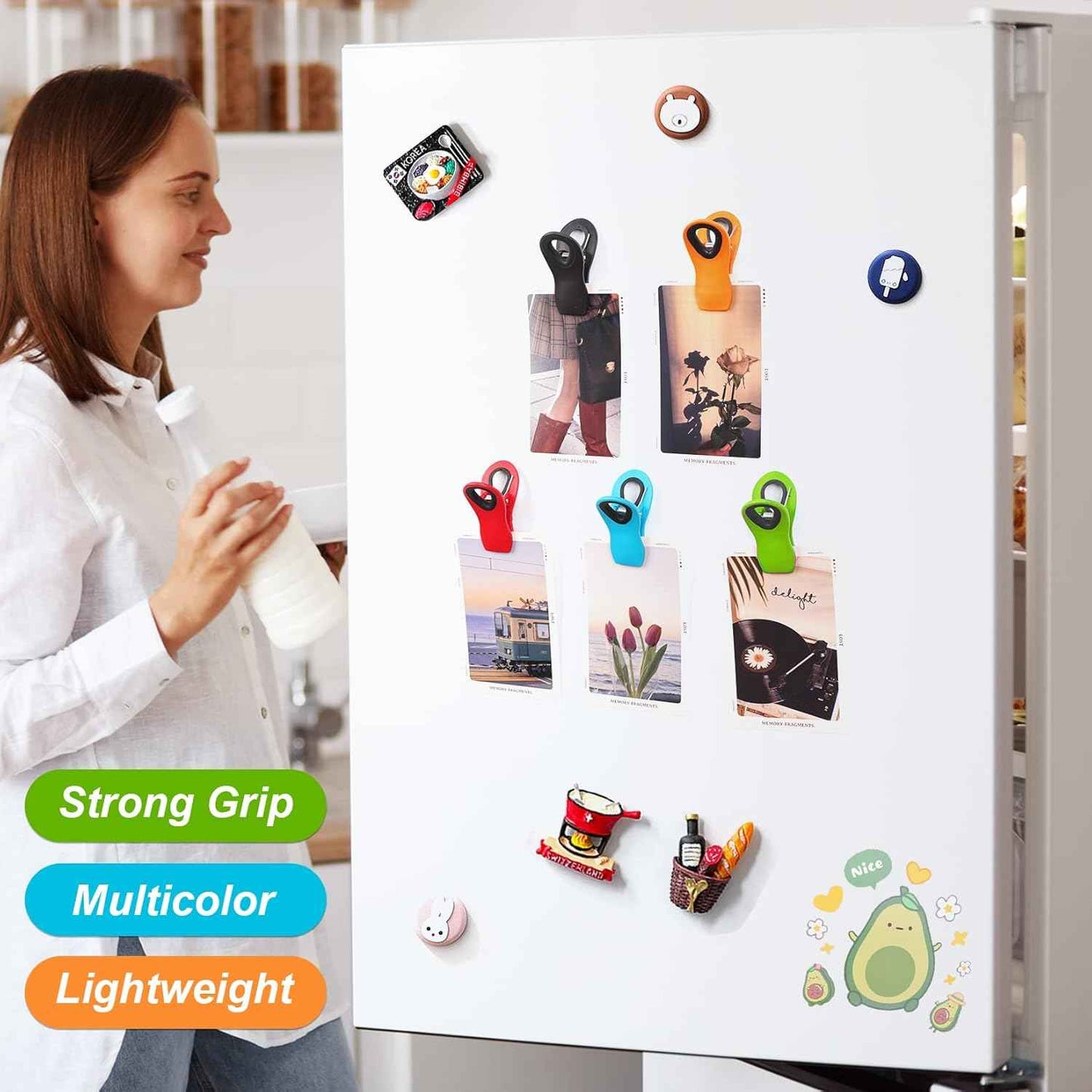 12 Pack Heavy Duty Magnetic Bag Clips for Food Storage, Kitchen, Refrigerator, Garden, Sewing, and Fabric