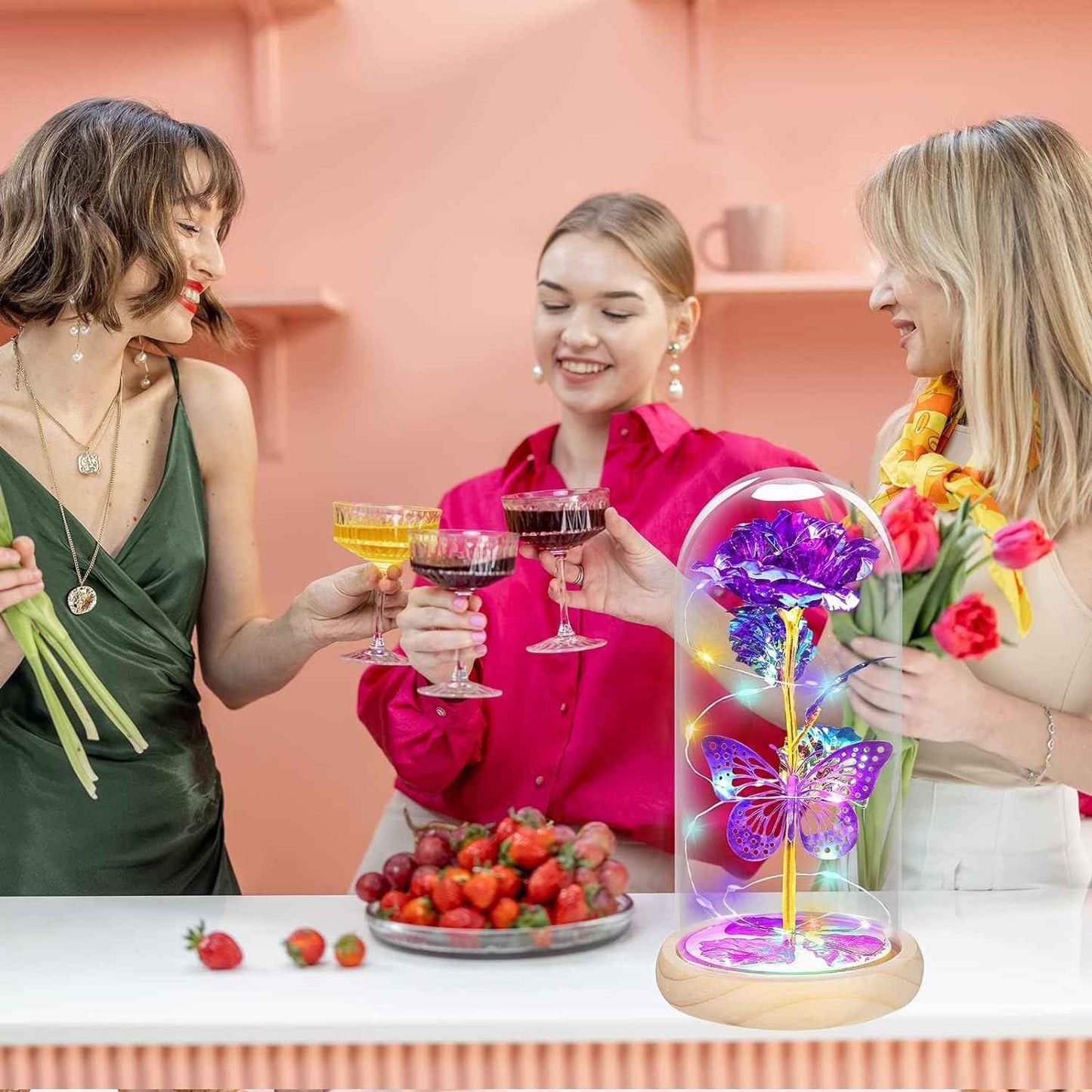 Valentines Day Rose Gifts for Her,Valentines Day Flowers Gifts for Mom Women Girlfriend,Birthday Gifts for Women,Valentines Gifts for Wife,Purple Butterfly Rose Gifts for Valentine's Day Anniversary