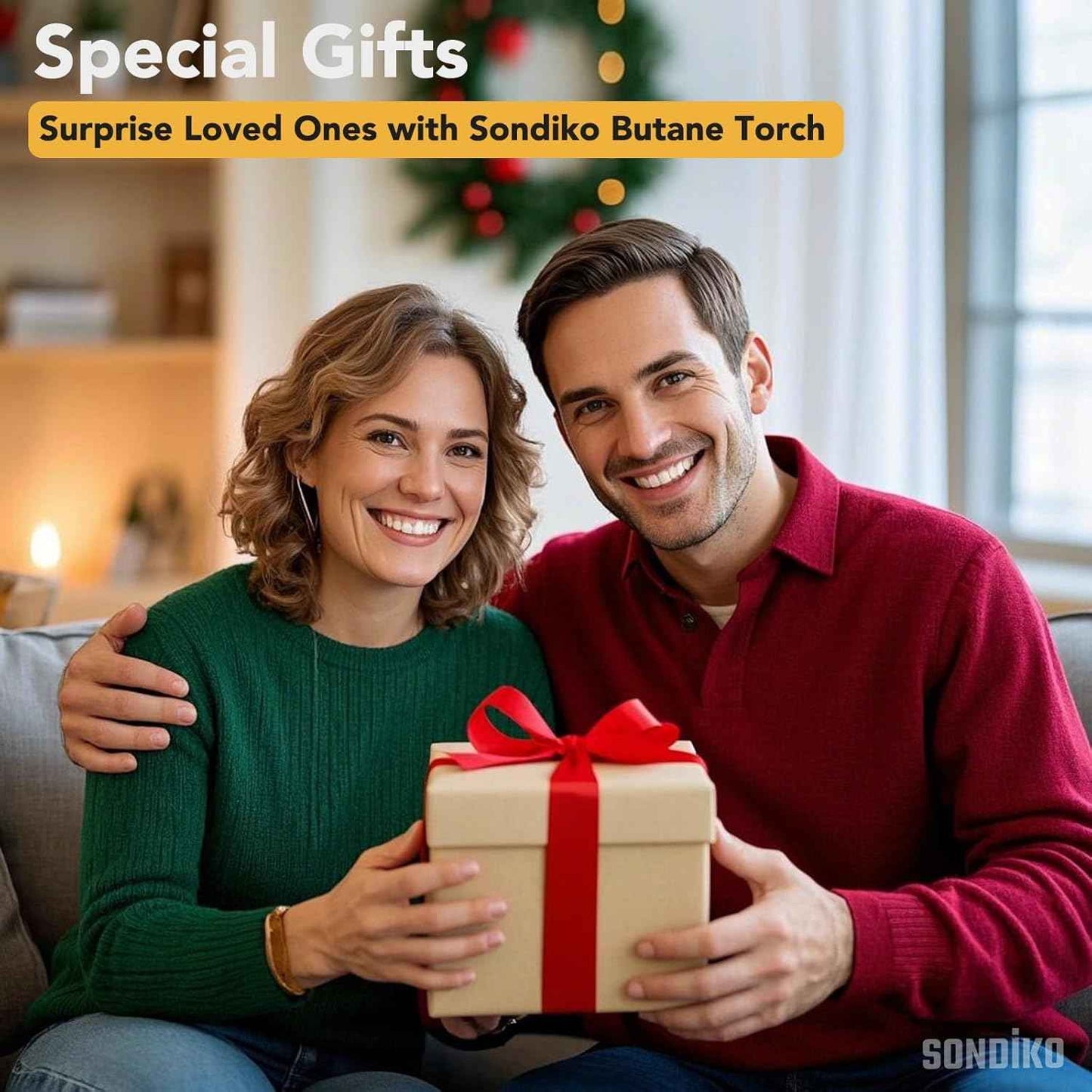 Sondiko Butane Torch Lighter with Fuel Gauge, Refillable Soldering Torch with Adjustable Flame for Welding, Resin Art, Industrial(Butane Gas Not Included)