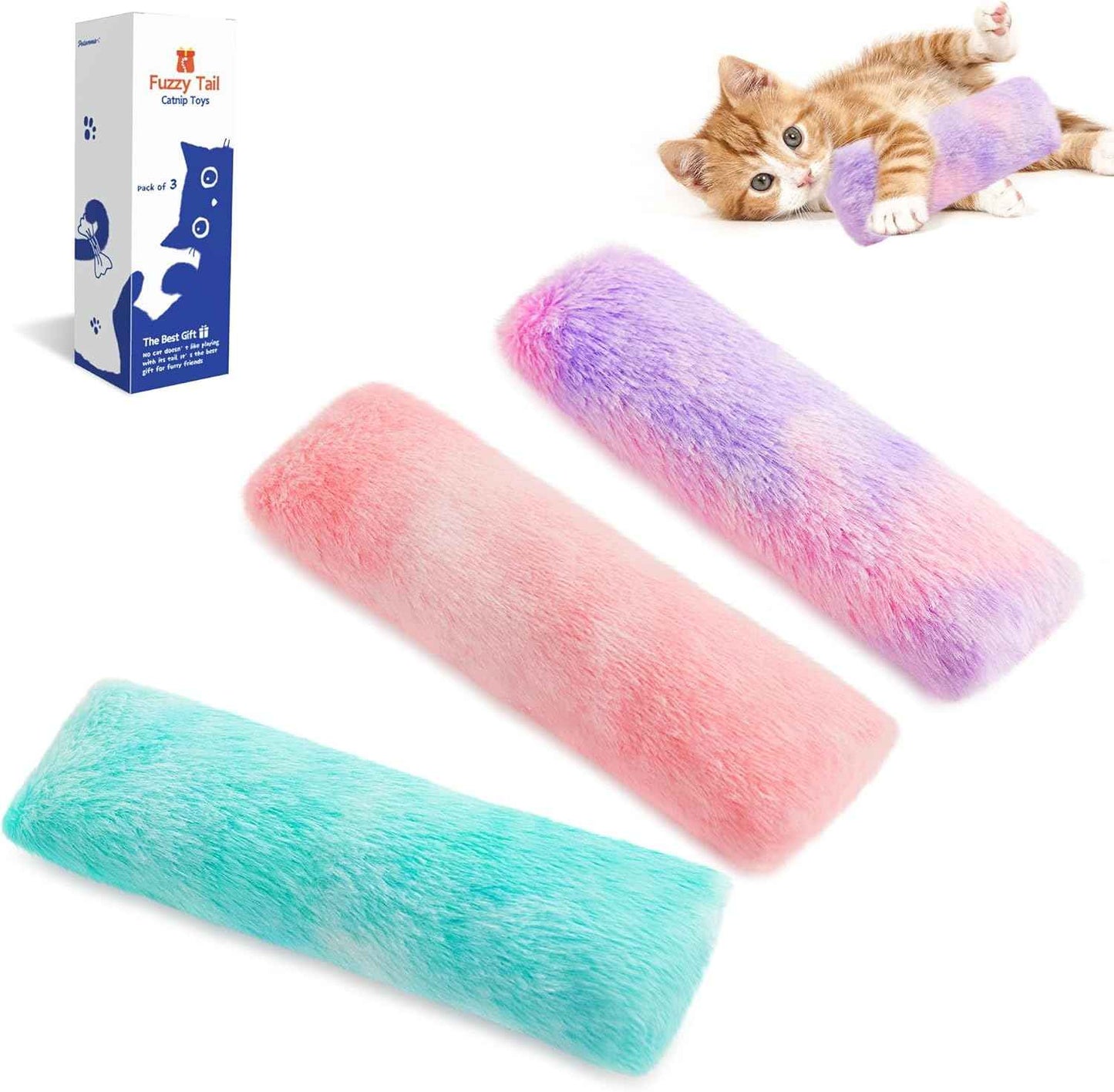 Potaroma Cat Toys Pillows, 3 Pack, Soft and Durable Crinkle Sound with Catnip Inside, Interactive Indoor Kitten Kicker, Promotes Kitty Exercise
