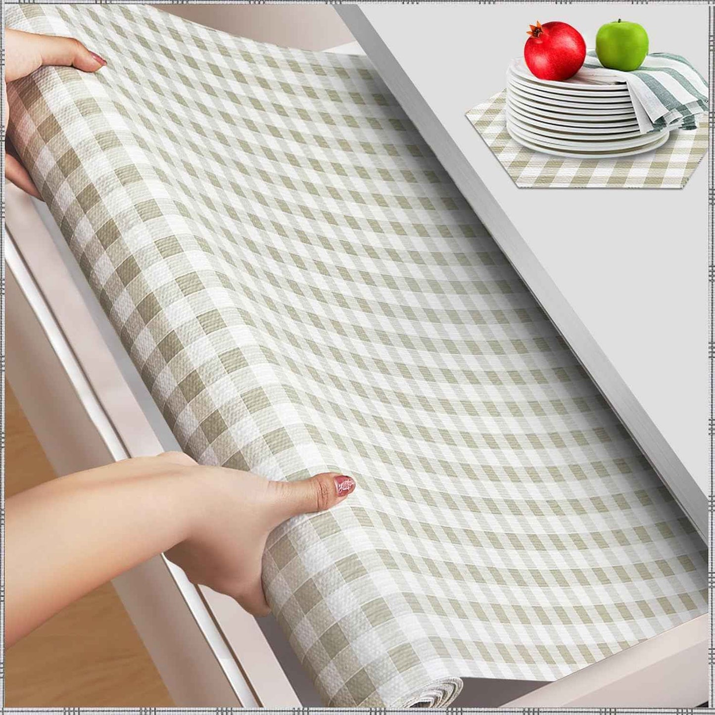 Beautysaid Shelf and Drawer Liner for Kitchen Cabinet, Non Adhesive Non Slip Shelf Paper Waterproof Washable Thickened for Dresser Pantry Shelve Bathroom Protector Liner(White,12 in x 10 FT)