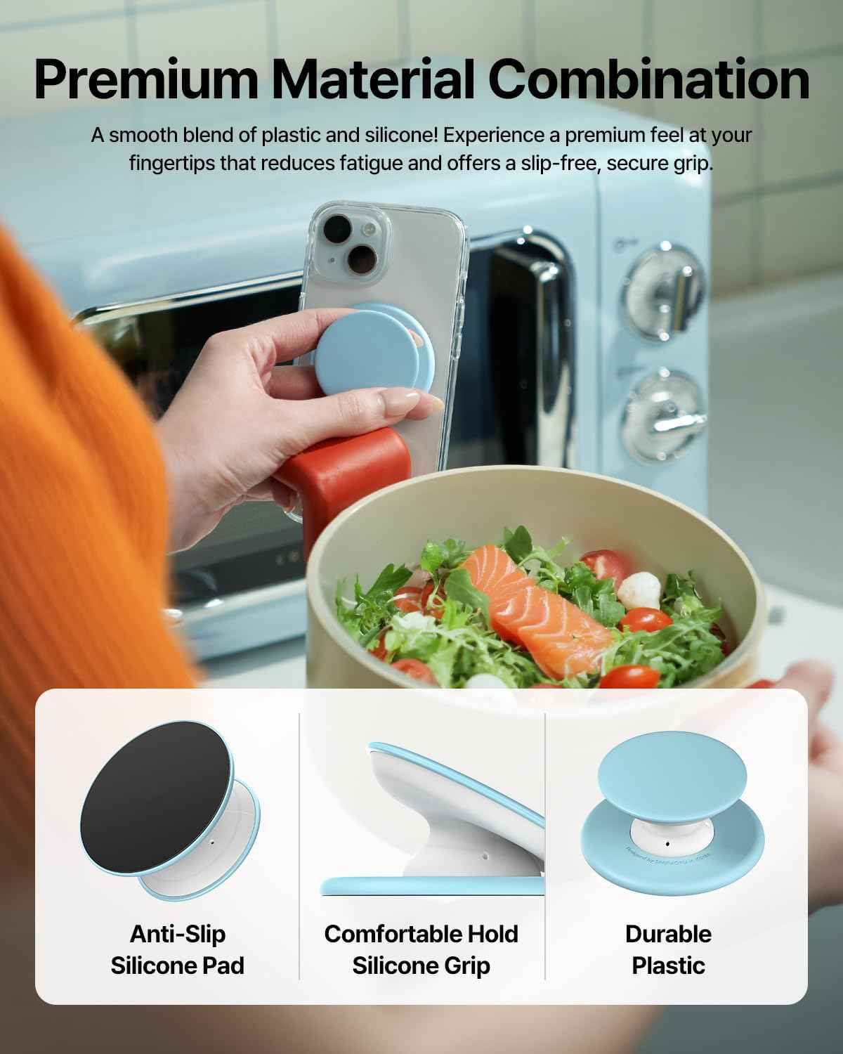 Sinjimoru for MagSafe Phone Grip, Soft Silicone Magnetic Finger Grip for iPhone 17/16/15/14/13, Comfortable One-Touch Holding, M-Tap Tok Black