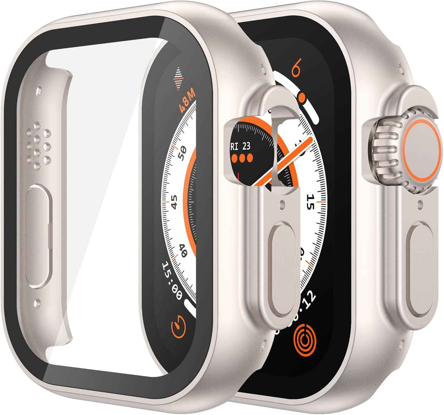 Misxi 2 Pack Tempered Glass Case Compatible for Apple Watch Series 11 (2025) Series 10 46mm, Screen Protector Cover for iWatch, Black