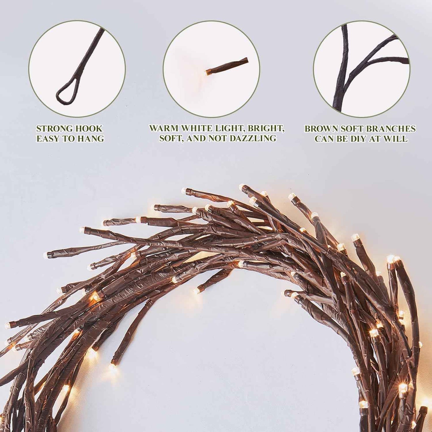 Enchanted Willow Vine Lights with Remote 8 Modes, Christmas Decorations Indoor Room Decor, 9.5 ft 160LEDs Lighted Willow Vine Lights for Walls Bedroom Home Decor, 1 Pack