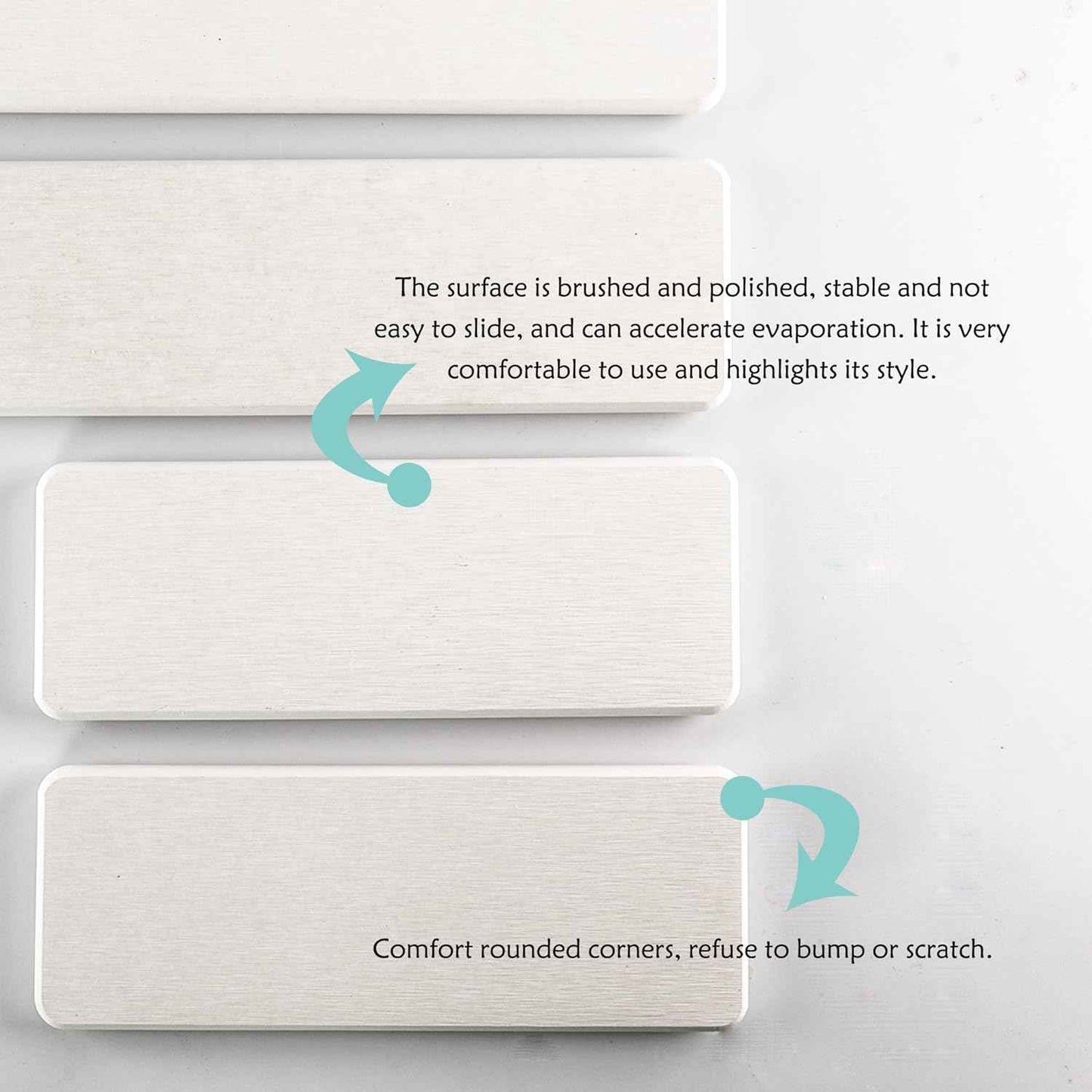 2 Pcs Water Absorbing Stone Trays, Kitchen/Bathroom Sink Soap Dish, Diatomite Tray Used for Hand Soap & Cosmetic Bottles in The Modern Home, 3.15" W x 8.7" L, White