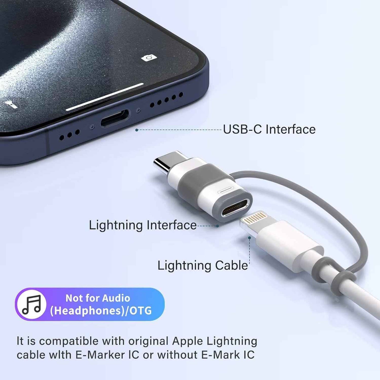 4-pack lightning to usb c adapter for iphone 15/16/17 pro/max, fast charging & data transfer, not for audio/otg