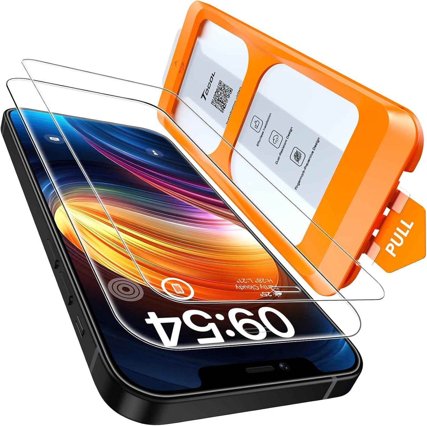 TOCOL for iPhone 17 Screen Protector 6.3 inch 9H Hardness Military Grade Shatterproof HD Tempered Glass for Full Coverage Protection 2 Pack