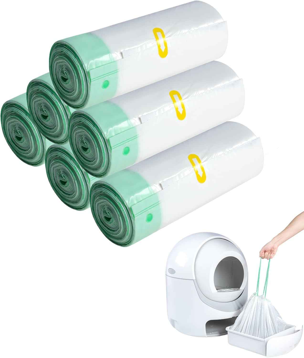 ANWA 40 Count Cat Litter Box Liners for Automatic Cat Litter Box and Litter Box Robot 4/3, Heavy-Duty, Extra Thick