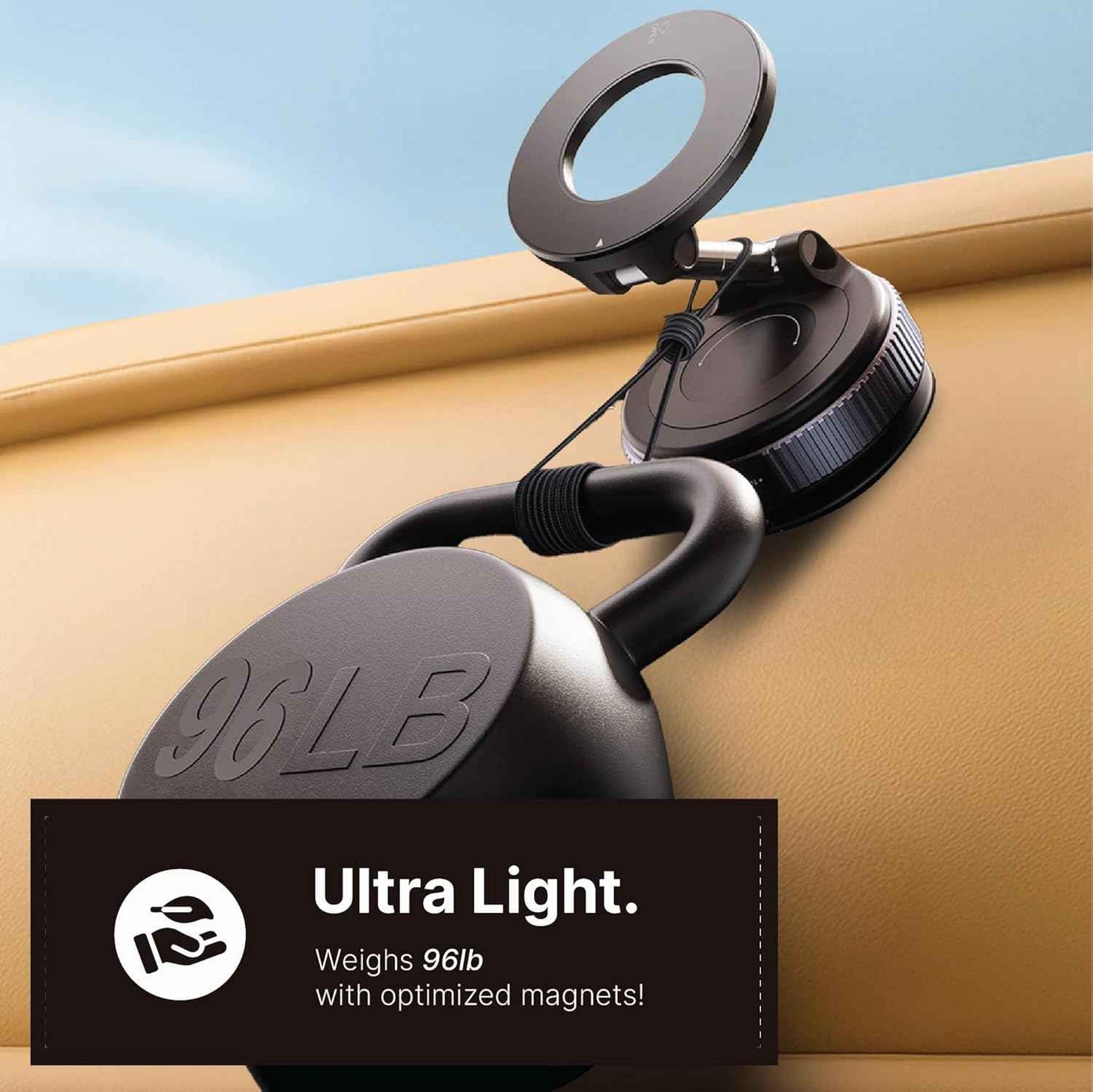 Vacuum Magnetic Phone Holder for Car, 360 Rotating Adjustable Magnetic Phone Holders for Your Car, Foldable Car Mount for iPhone, (Black)