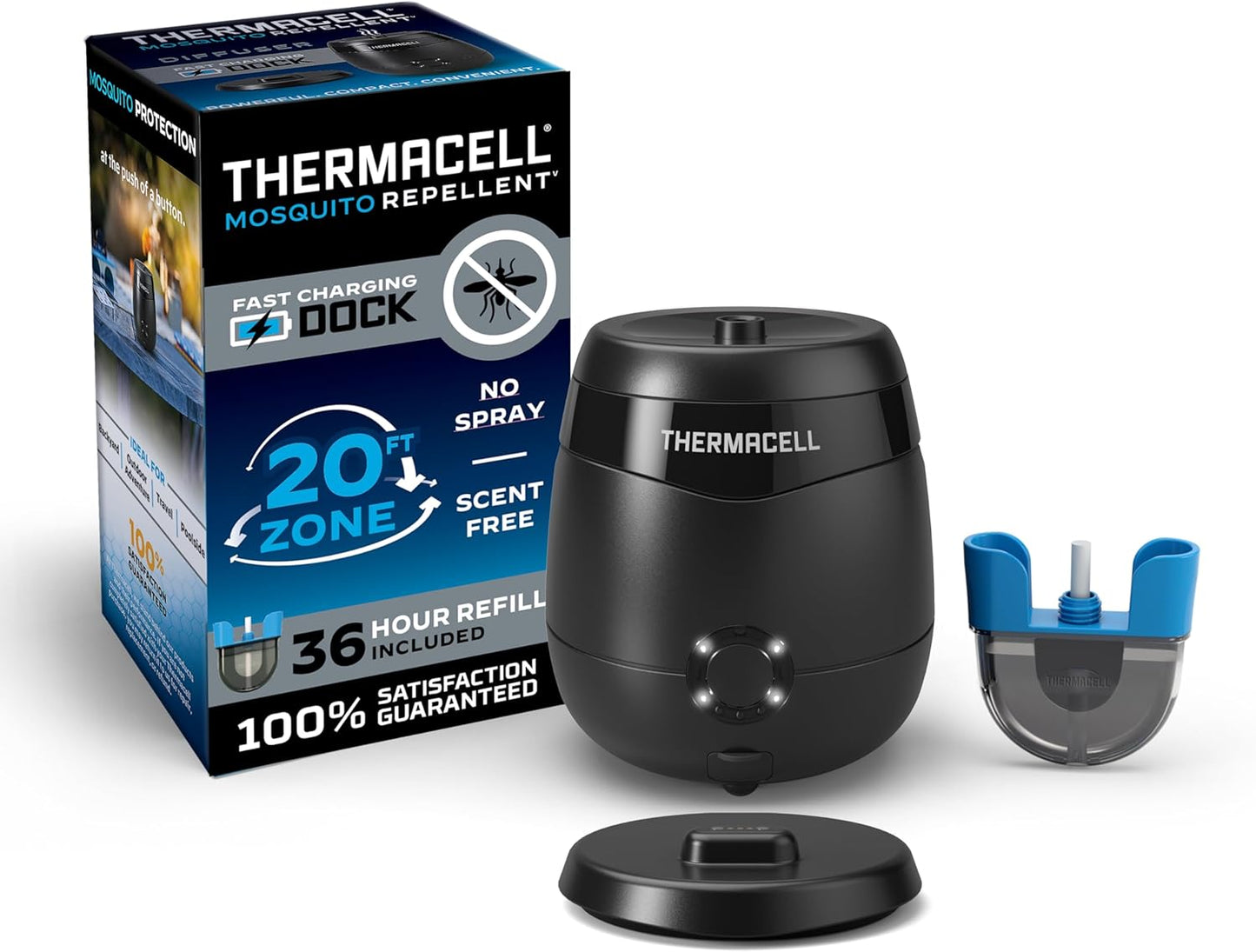 Thermacell E-Series Rechargeable Mosquito Repeller with 20’ Mosquito Protection Zone; Bug Spray Alternative; Scent Free