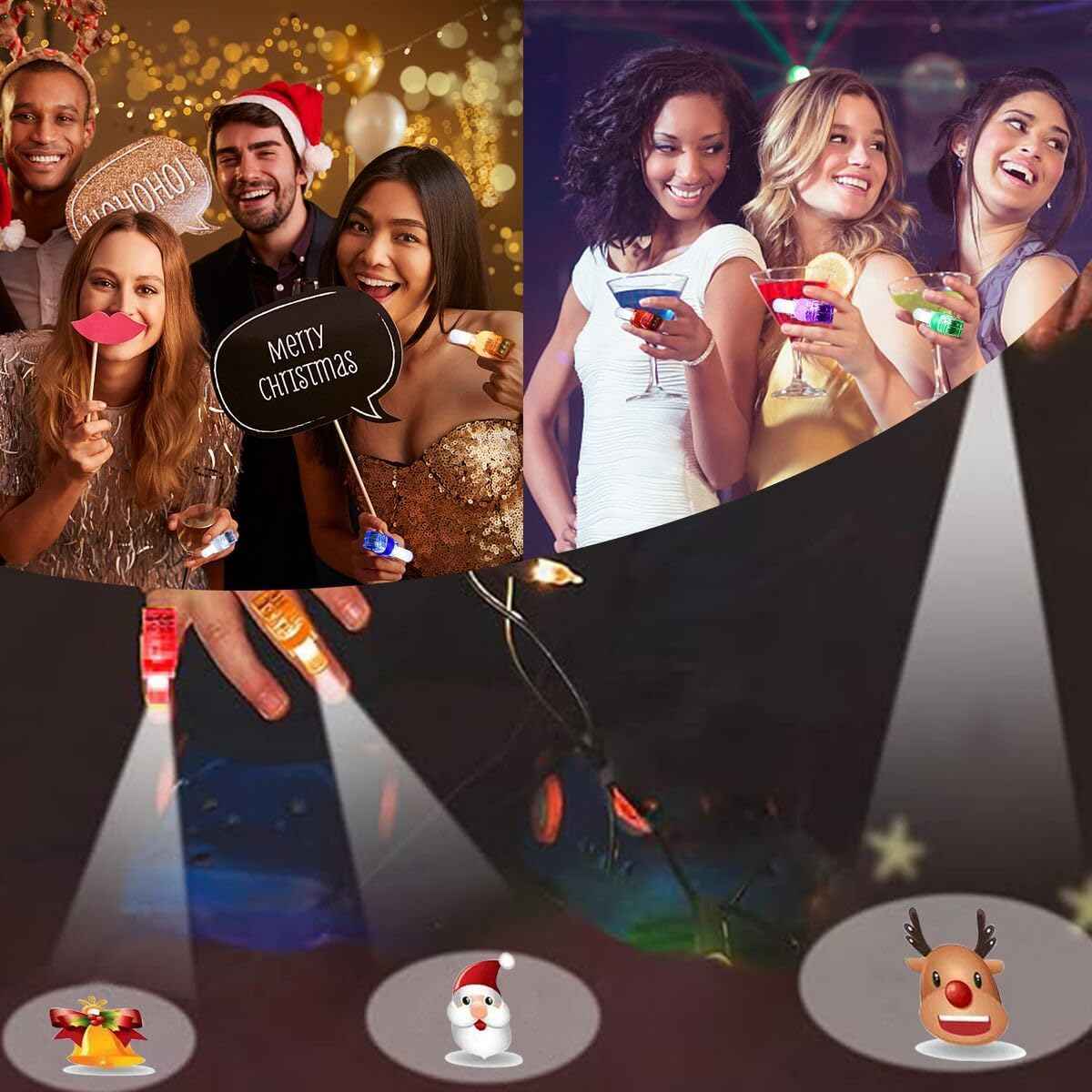 Pinkiwine 24 PCS Christmas LED Finger Projection Lights Christmas Toys for Kids Boys Girls Christmas Stocking Stuffers Party Favors Gifts