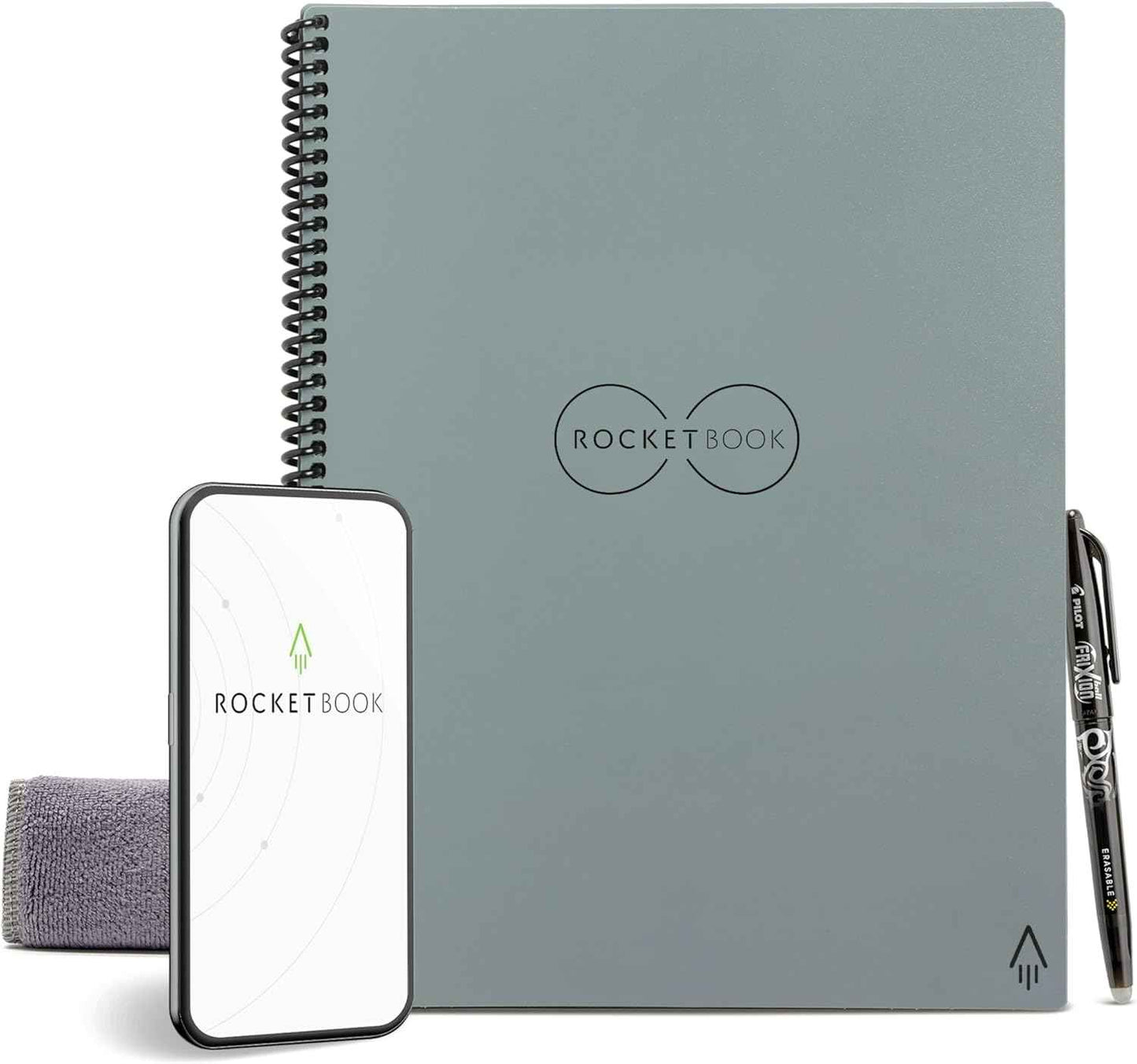 Rocketbook Core Reusable Smart Notebook, Lined Pages For School, Work and Creative Projects, Letter Size 8.5x11, Black - Premium