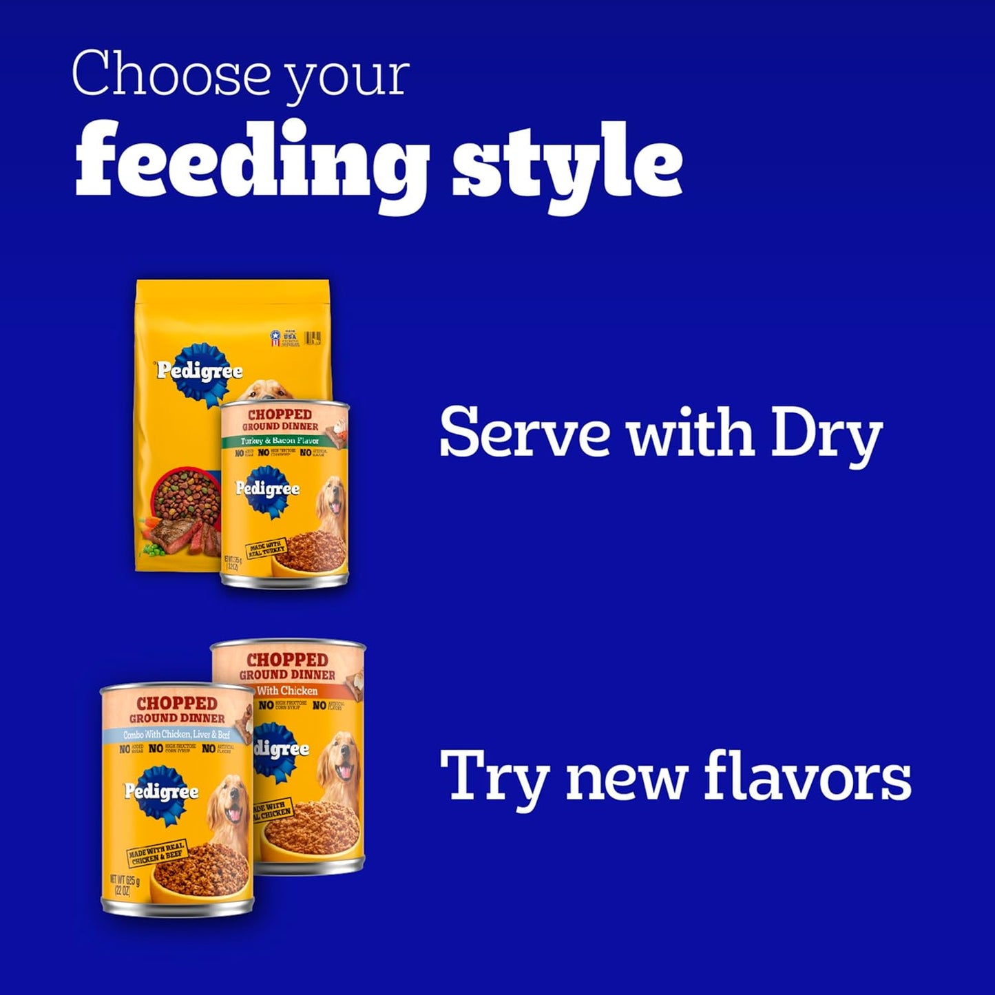 Pedigree Chopped Ground Dinner Wet Dog Food Filet Mignon & Beef Variety Pack, (12) 13.2 oz. Cans