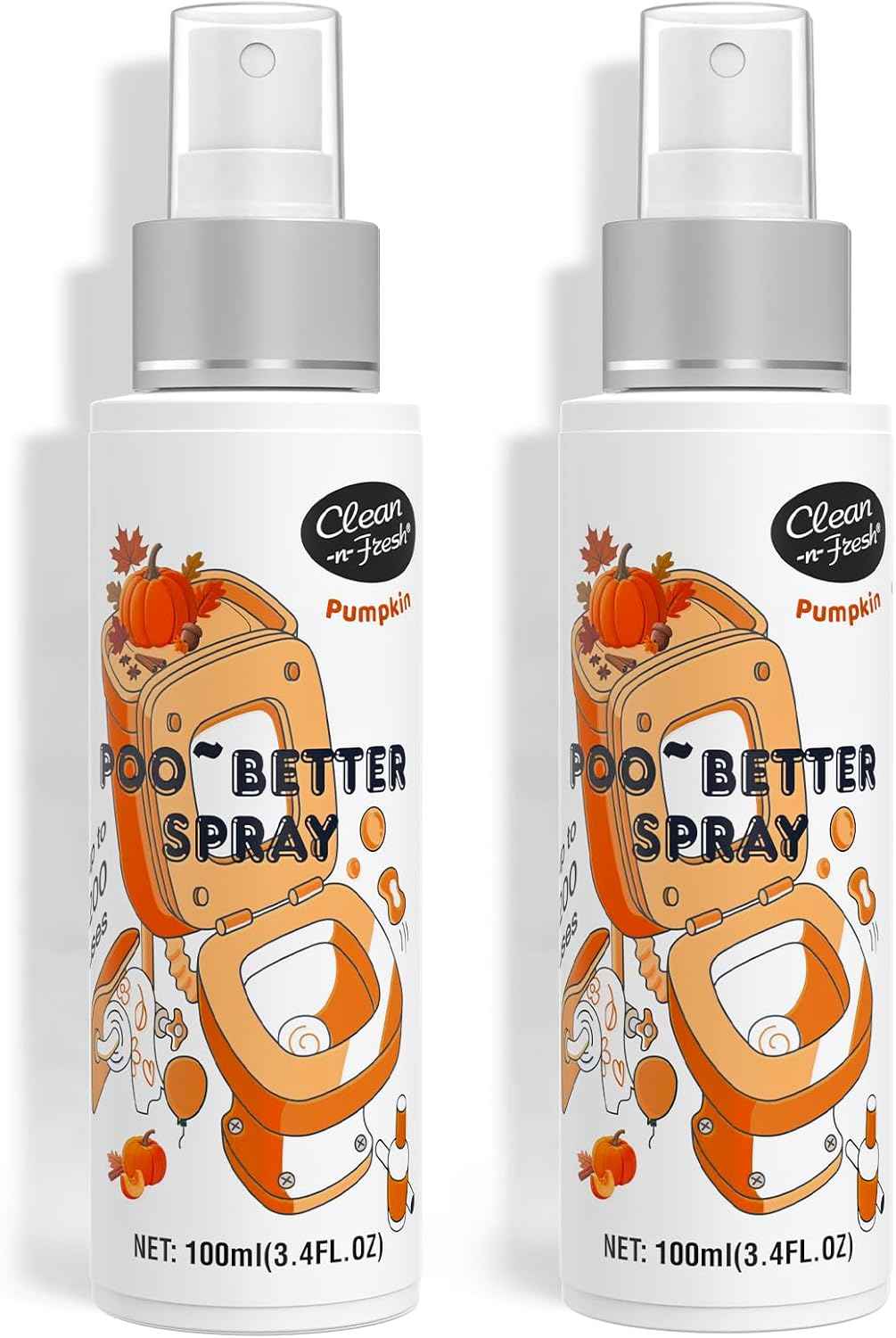 Clean-n-Fresh Toilet Spray, 6.8 Fl.oz Poo Spray | Up to 400+ Uses, 100% Natural Plant Essential Oil Citrus Scent, Bathroom Deodorizer