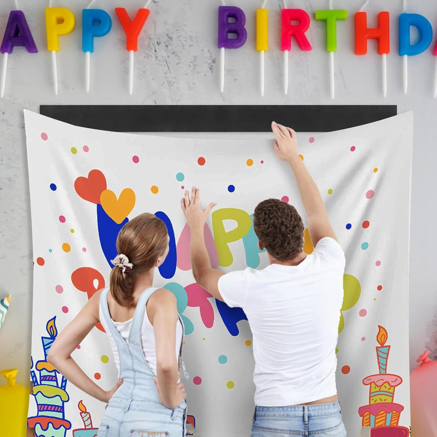 4.4''×16.5 Feet Black Heavy Duty Hook and Loop Tape Adhesive, Keep Couch Cushions from Sliding or Blowing at Outdoor, Picture Wall Hanging, No Punching Wall Mounting, Keep Your Carpet Rugs in Place - Rayz Mart