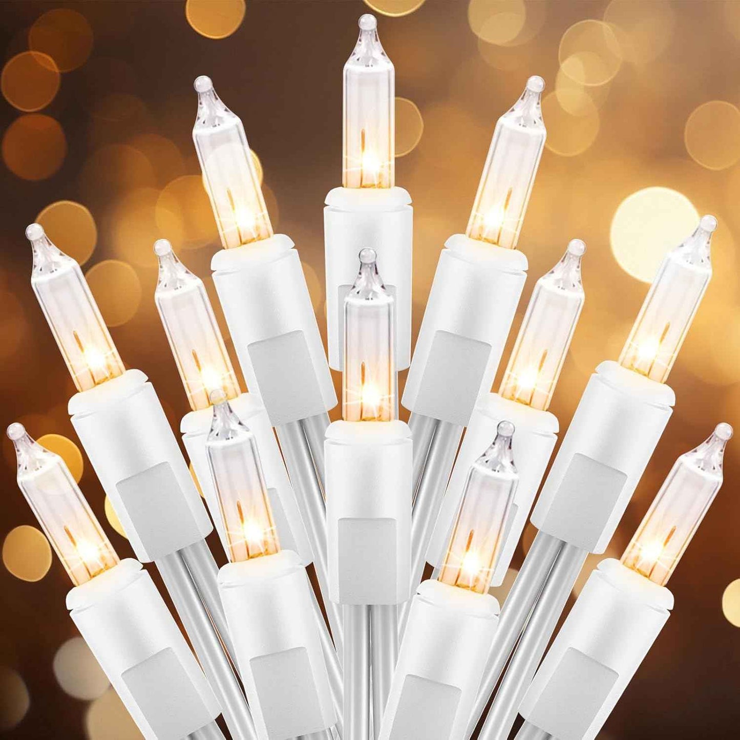 Clear Christmas String Lights 50 Count 12 Feet Incandescent Bulb Mini Lights for Indoor Outdoor Xmas Tree Garland Birthday Wedding Party Festival Decoration, Green Wire