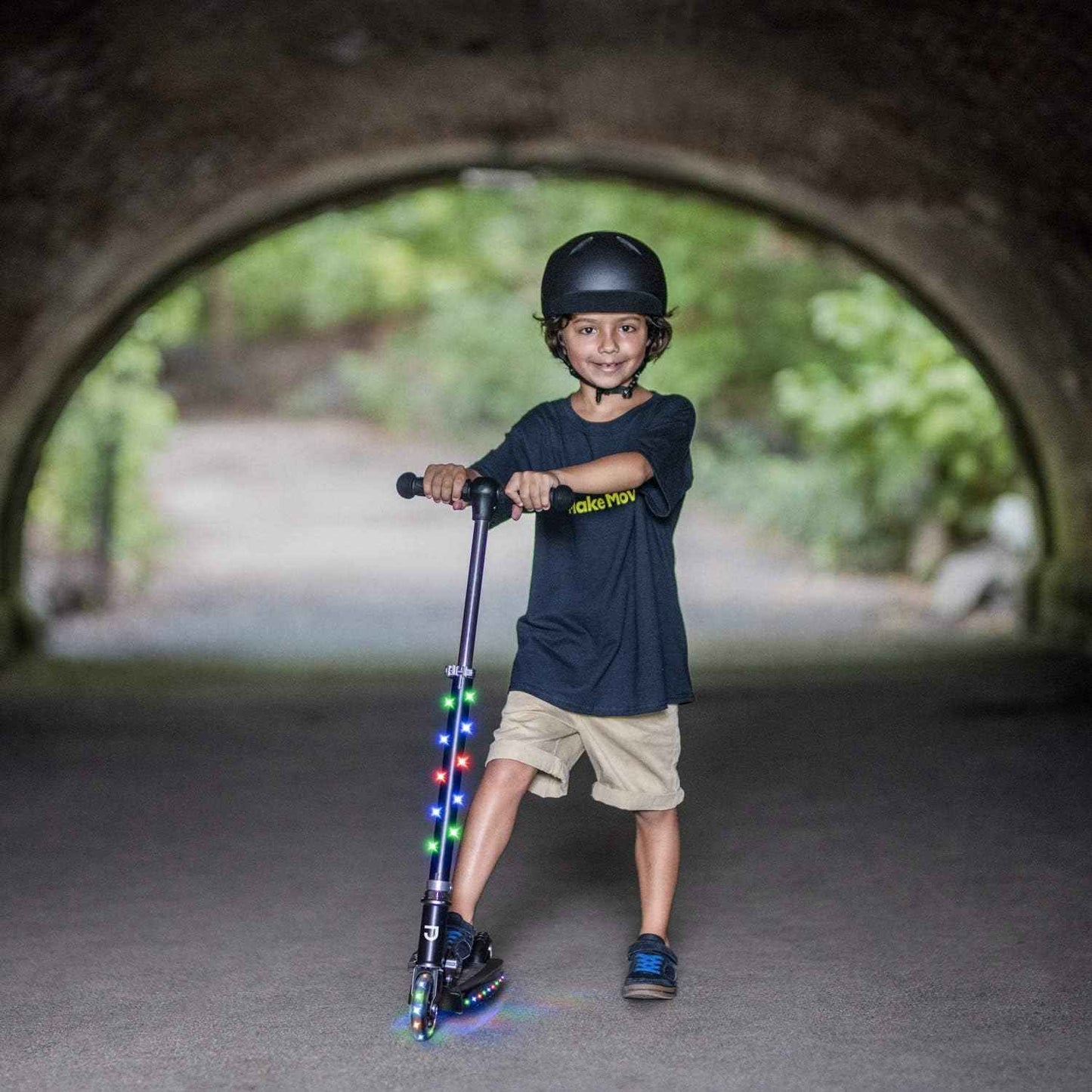 Jetson Kids 2-Wheel Light-Up Kick Scooter, LED Lights on Handlebar, Stem, Wheels & Deck, Adjustable Handlebar, Rear Brake, Easy-Folding Mechanism, Ages 5+