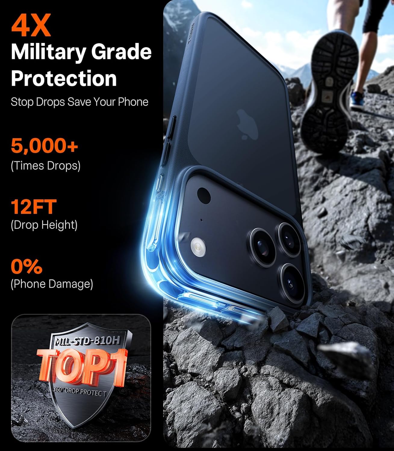 TORRAS for iPhone 17 Pro Case, Beyond Military-Grade Protection, Camera Control Button, DIY Buttons, Translucent Matte Slim Thin Shockproof Hard Back Anti-Scratch case for iPhone 17 Pro, Deep Blue - Rayz Mart