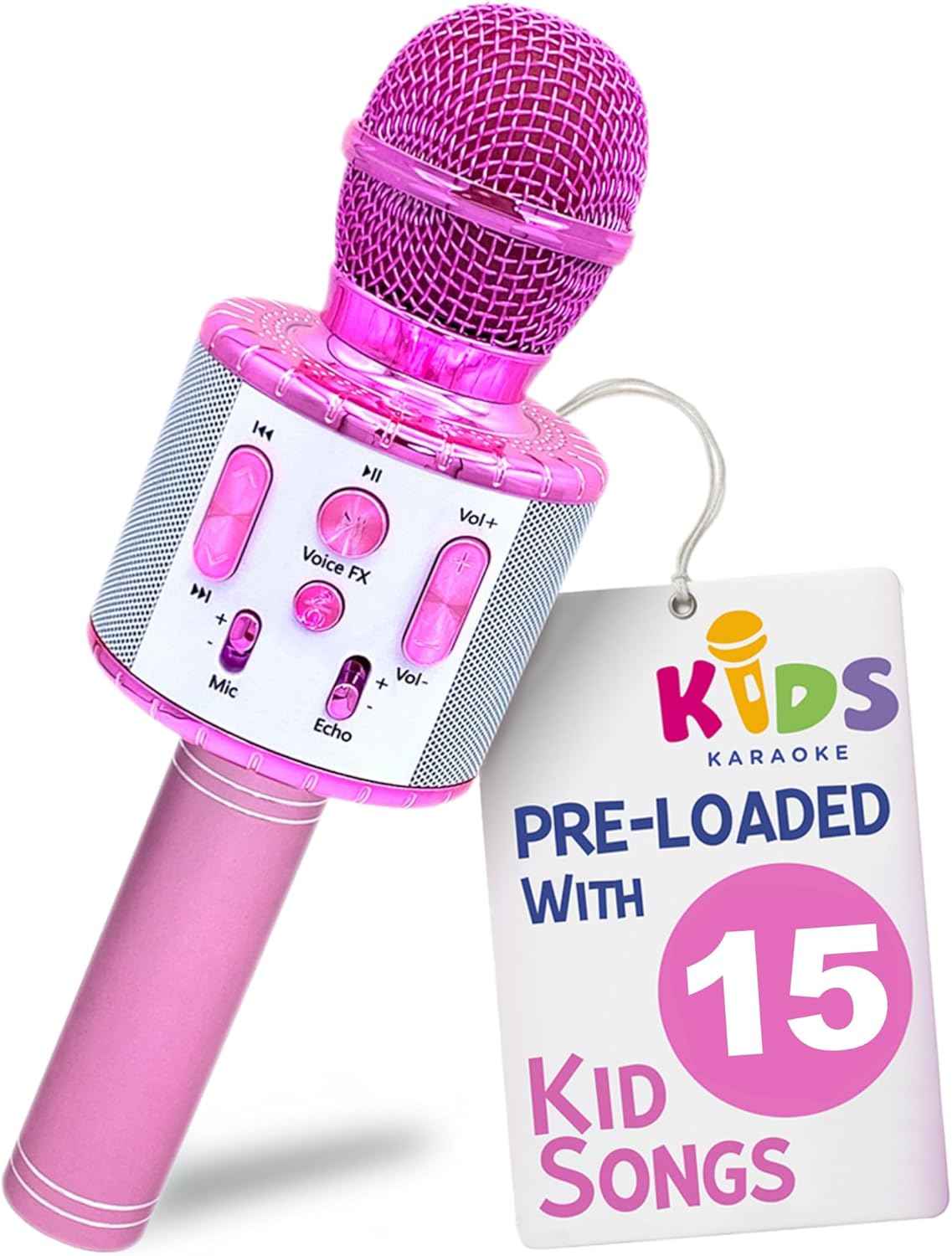 Move2Play, Kids Karaoke Microphone | Includes Pre-Loaded Songs & Bluetooth | Kids Birthday Party Gift | Toy for All Ages 2, 3, 4, 5, 6+ Year Old Girls, Boys & Toddlers