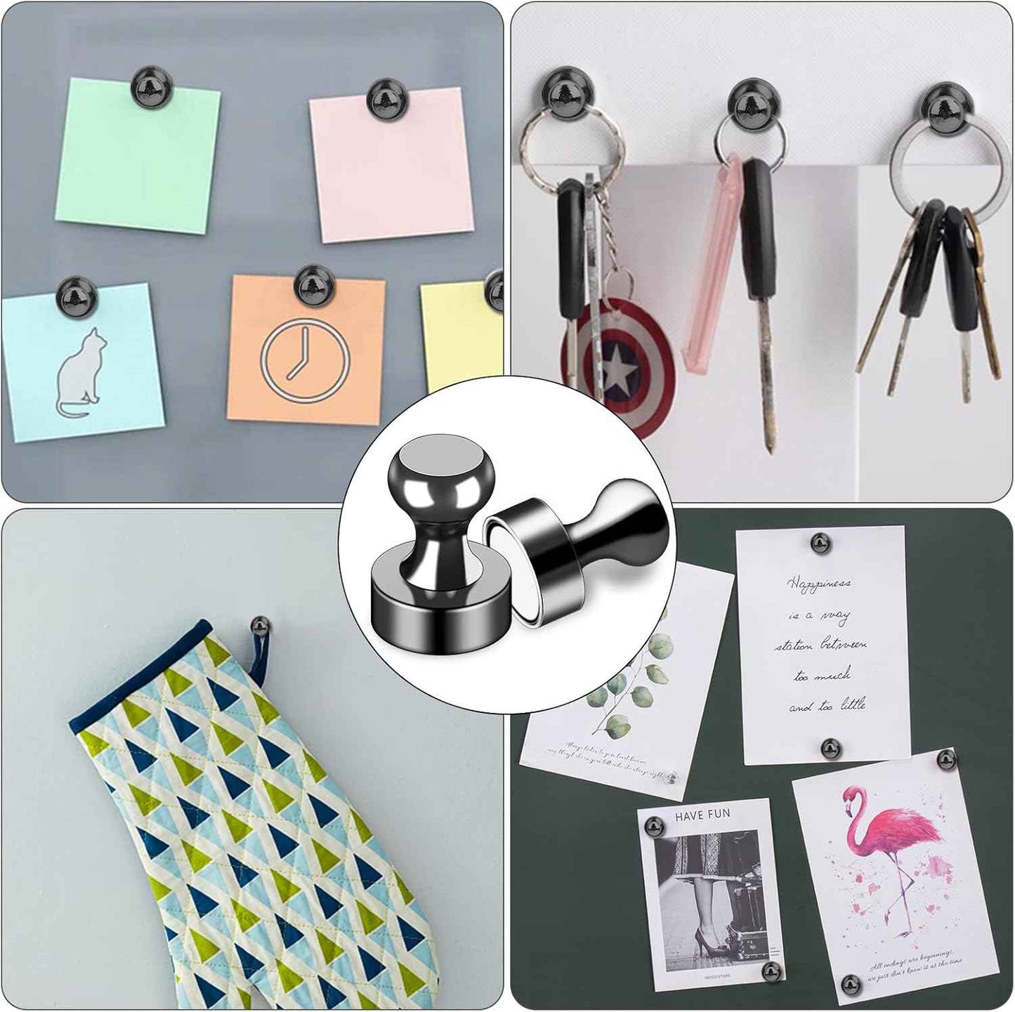 LOVIMAG 12Pcs Black Fridge Magnets, Small and Strong Magnets for Whiteboard, Office, Classroom, Map, Kitchen