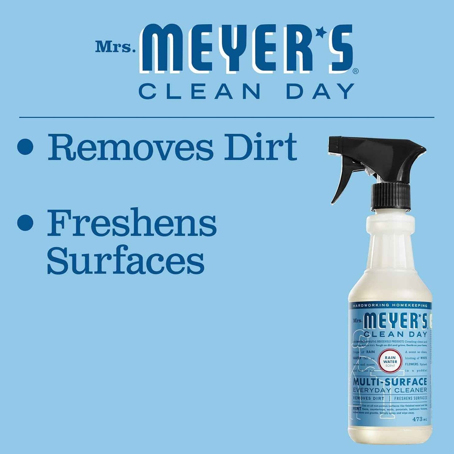 mrs meyers clean day multi surface everyday cleaner, 16 ounce bottle, rain water scent