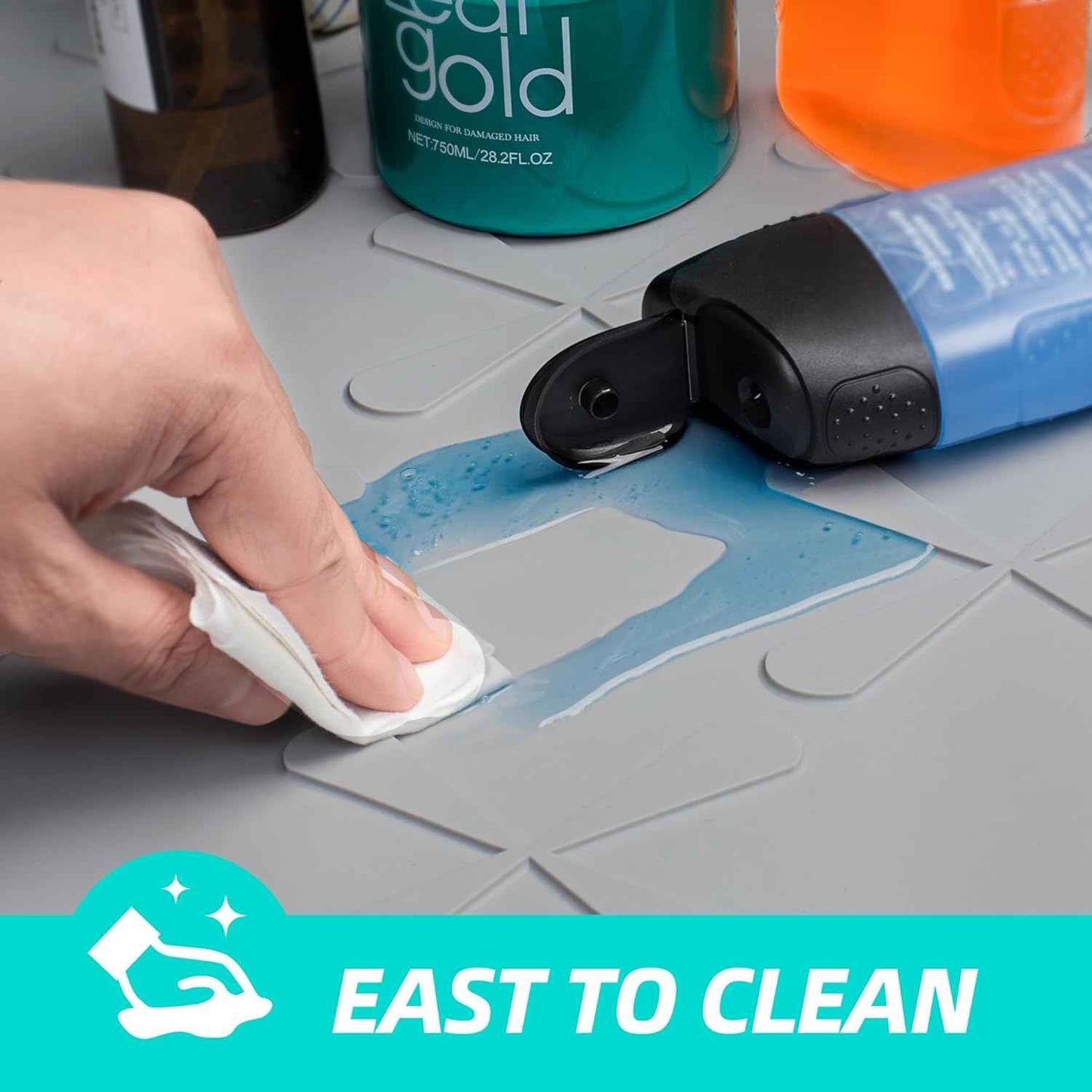 SIKADEER 34" x 22" Under Sink Mat Waterproof, Silicone Mat Kitchen Drawer Shelf and Cabinet Liner, Sink Protector for Kitchen Organizers and Storage, Boot Tray Pet Food Mats