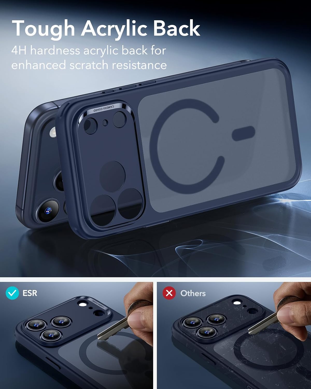 ESR for iPhone 17 Pro Max Case, Camera Control, Compatible with MagSafe, Shockproof Military-Grade Protection, Magnetic Phone Case for iPhone 17 Pro Max, Classic Hybrid Case, Frosted Blue - Rayz Mart