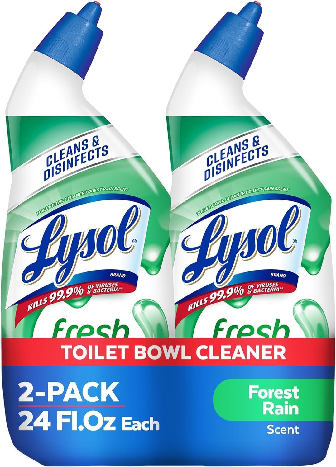 Lysol Toilet Bowl Cleaner, Max Strength Bathroom Cleaning Supplies, Toilet Bowl Cleaner Clinging Gel, Home Essential, Instant Stain Removal, Disinfecting and Deodorizing, Bleach Free, 24 oz (2 ct)