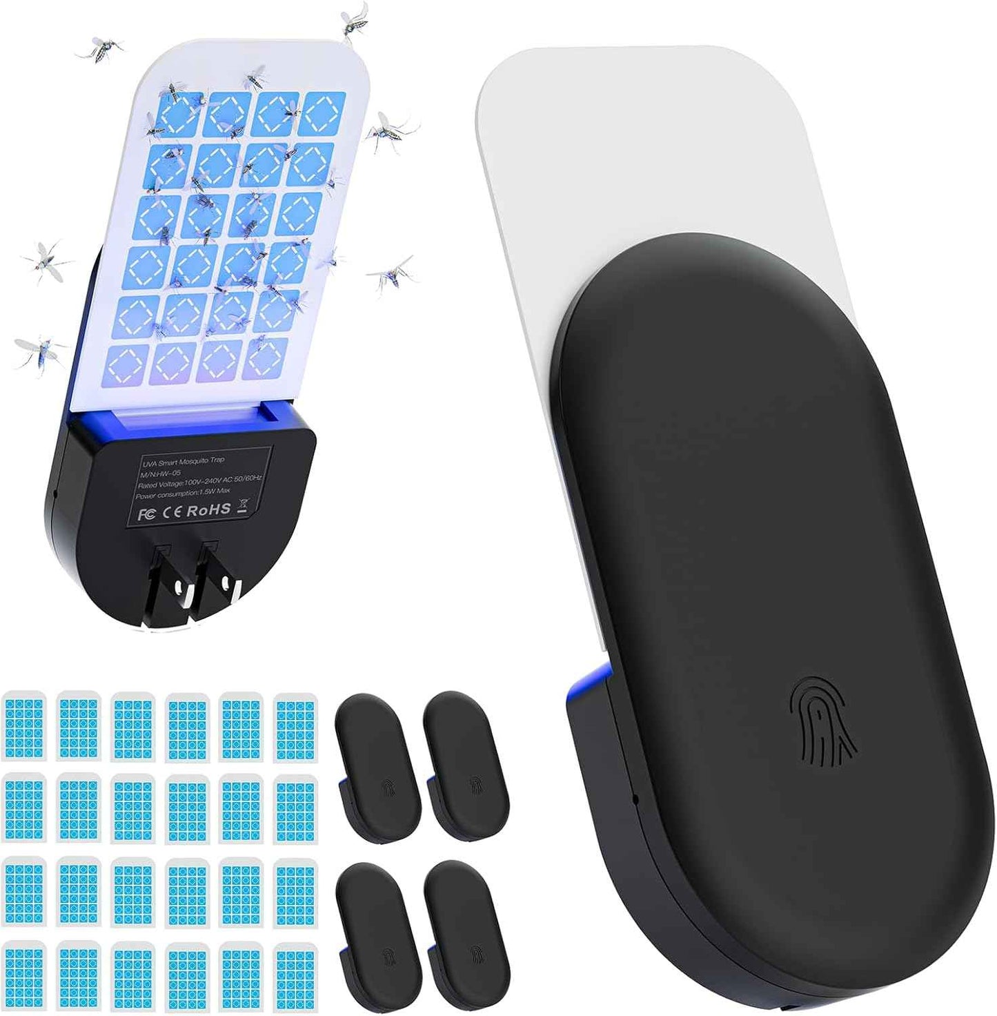 Flying Insect Trap, 2 in 1 Indoor Plug-in Fruit Fly Trap, 1 Trap White and 6 Glue Cards, Fruit Fly Traps for Gnat, Moth, Mosquito, Suitable for Every Part of The Home