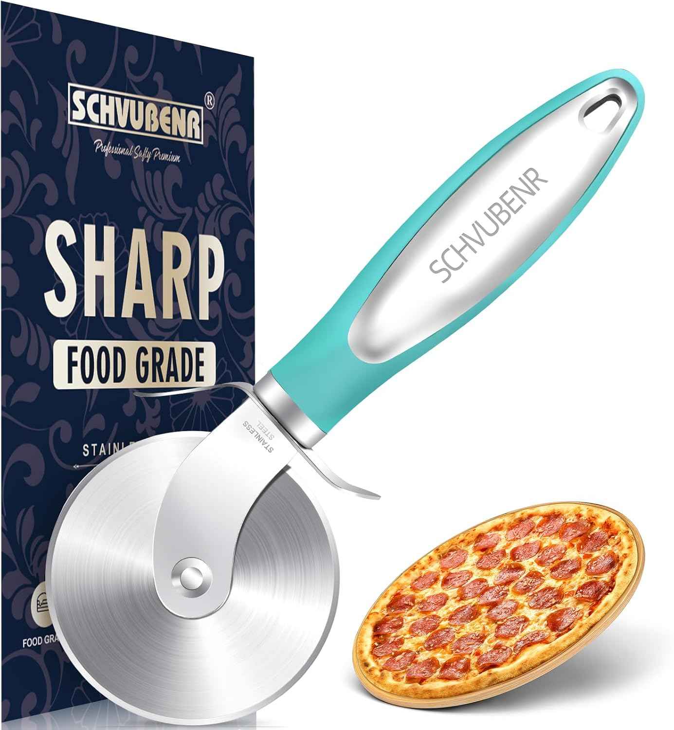Premium Ultra Sharp Stainless Steel Pizza Cutter Wheel with Non-Slip Soft Grip Handle