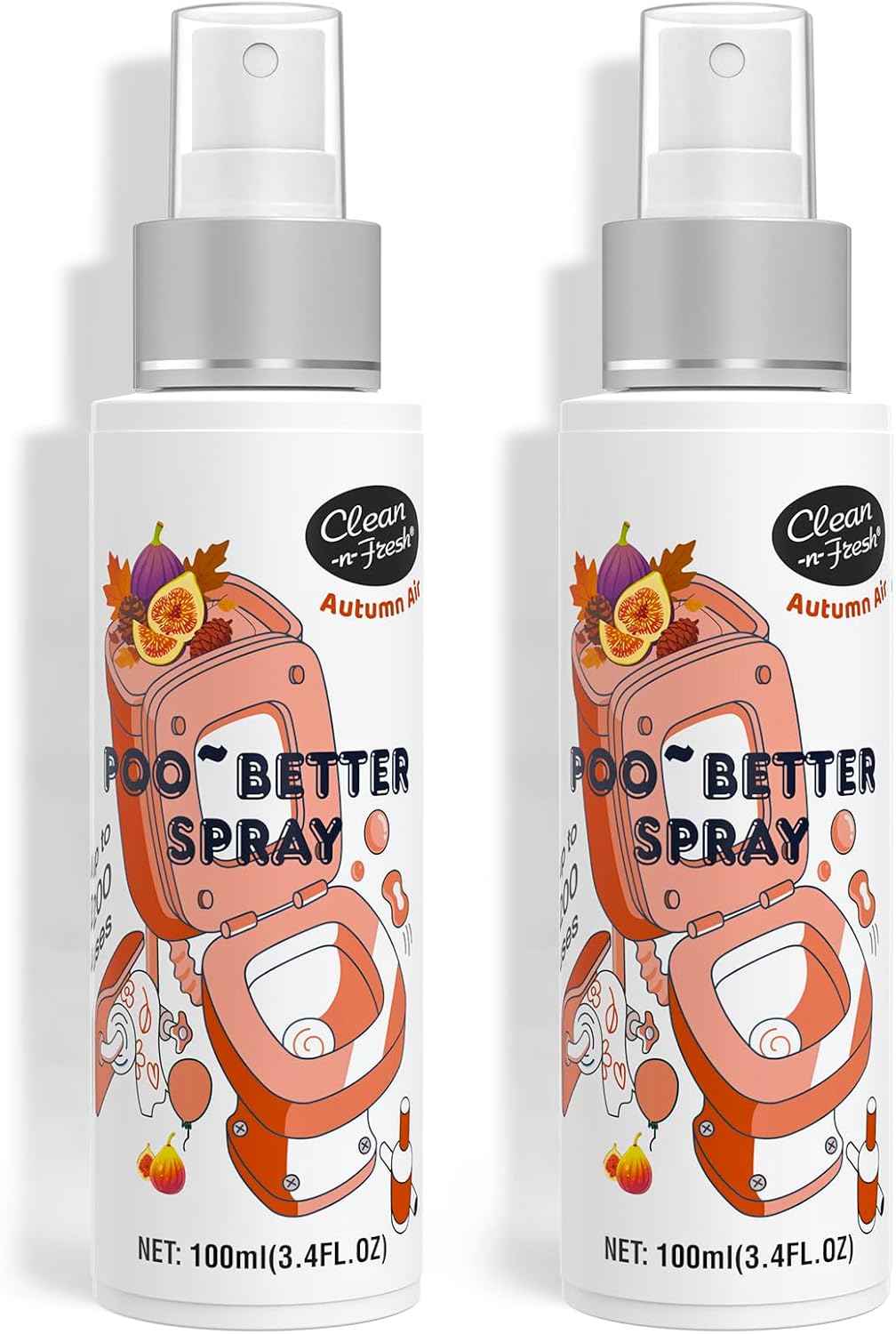 Clean-n-Fresh Toilet Spray, 6.8 Fl.oz Poo Spray | Up to 400+ Uses, 100% Natural Plant Essential Oil Citrus Scent, Bathroom Deodorizer